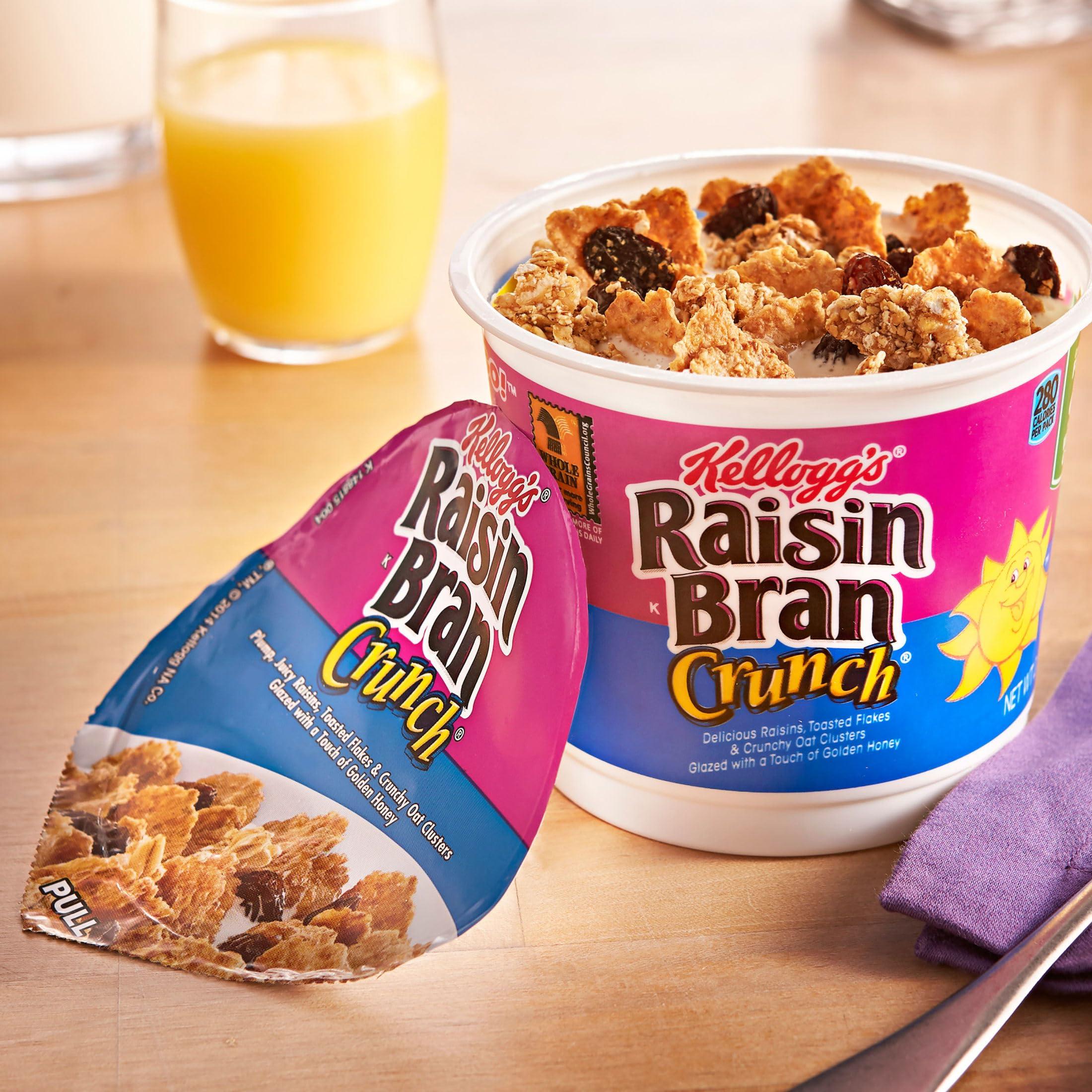 Kellogg's Raisin Bran Crunch Breakfast Cereal Cups, Fiber Cereal, Made with Real Fruit, Original, 33.6oz Case (12 Cups) - Image 4
