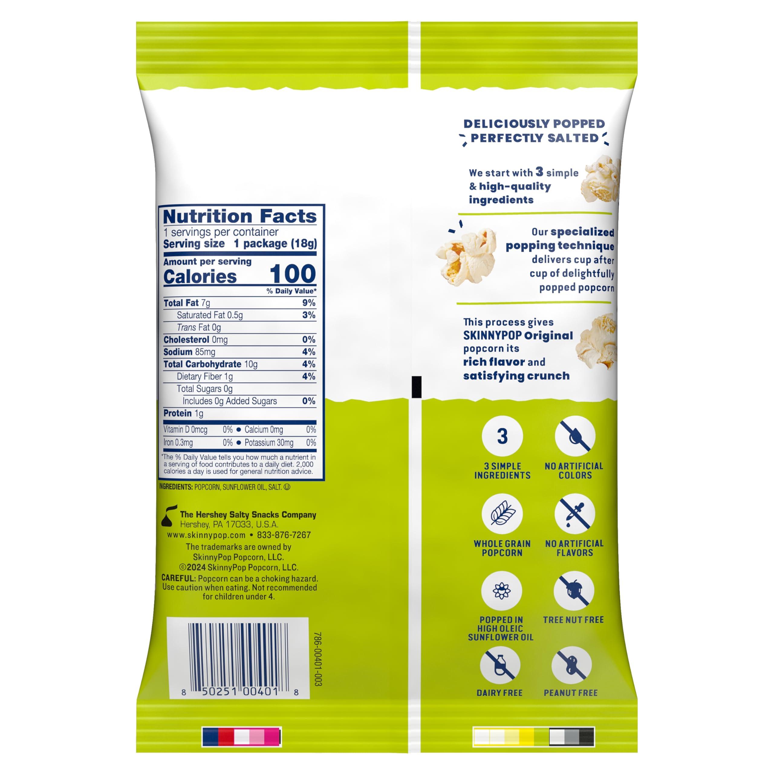 SkinnyPop Popcorn, Original, Whole Grain, Dairy-Free Snack, 0.65oz Bags (30ct) - Image 2