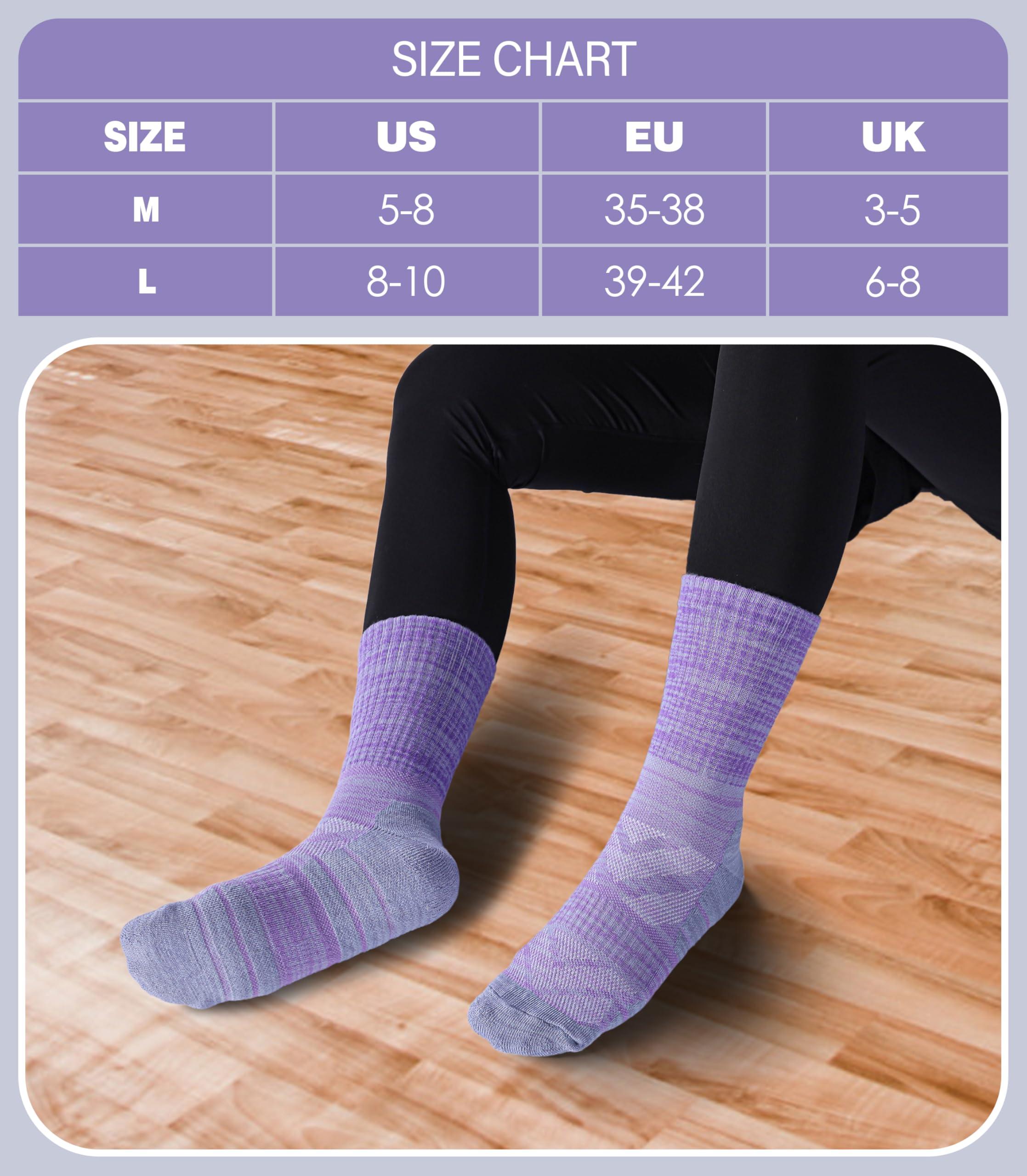 DOSKONI Women Hiking Crew Socks Running Athletic Thick Cushion Compression Moisture Wicking Walking Socks 5 Pairs - Image 6