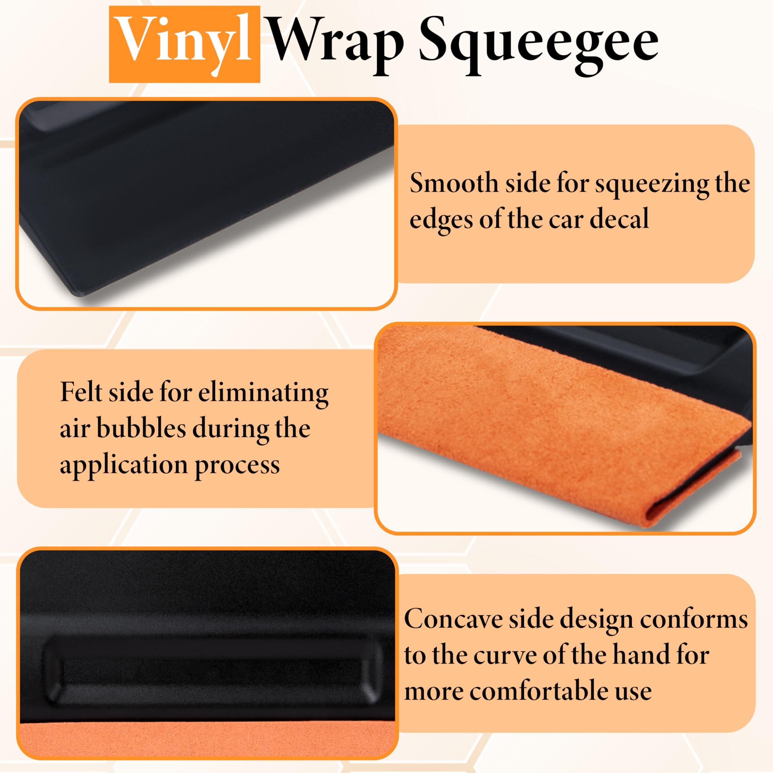 ecocstm 4 PCS Vinyl Felt Squeegee, 4 Inch Magnet Tint Squeegee with Fabric Felt Edge, Auto Vinyl Film Decal Wrapping Squeegee, for Car Vinyl Wrap, Window Tint, Wallpaper,Decal Sticker Installation - Image 4