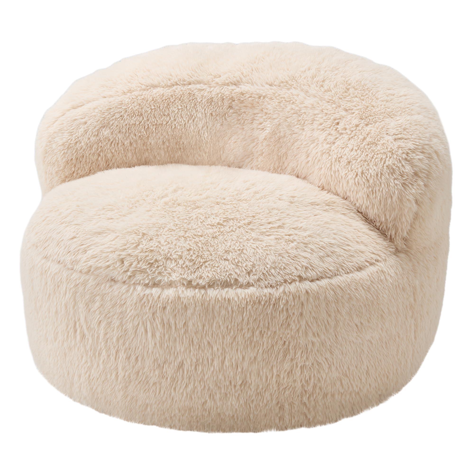 Hobestluk Bean Bag Chair Giant Bean Bag Chairs for Adults Big Adult Bean Bag Chair with Foam Filler Large Beanbags with Stuffed Back Lazy Sofa, White-Oversize - Image 9