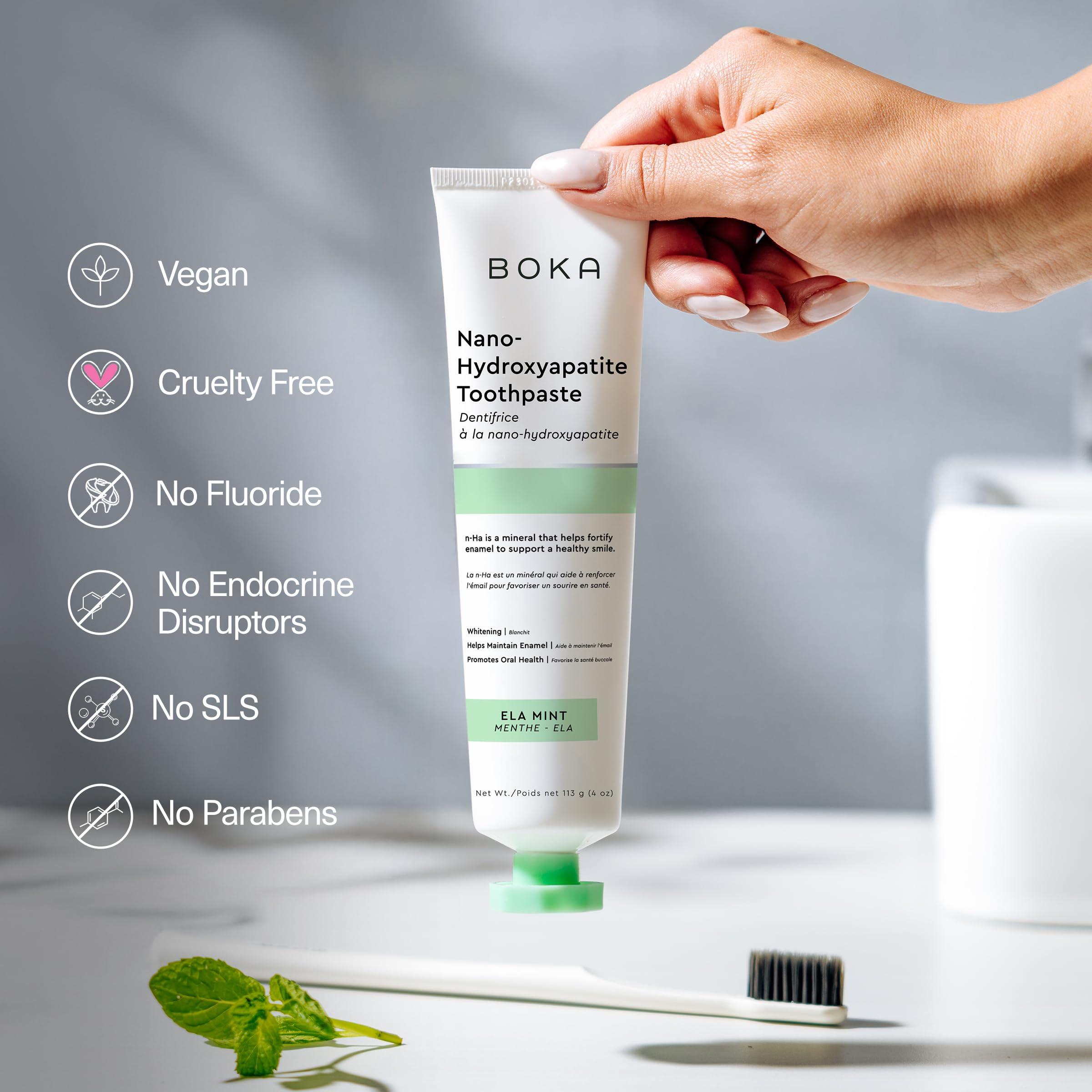 Boka Fluoride Free Toothpaste Nano Hydroxyapatite, Helps Remineralize, Appropriate for Sensitive Teeth, Whitening - for Adult, Kids Oral Care - Ela Mint Flavor, 4 Fl Oz 1Pk US Manufactured - Image 4