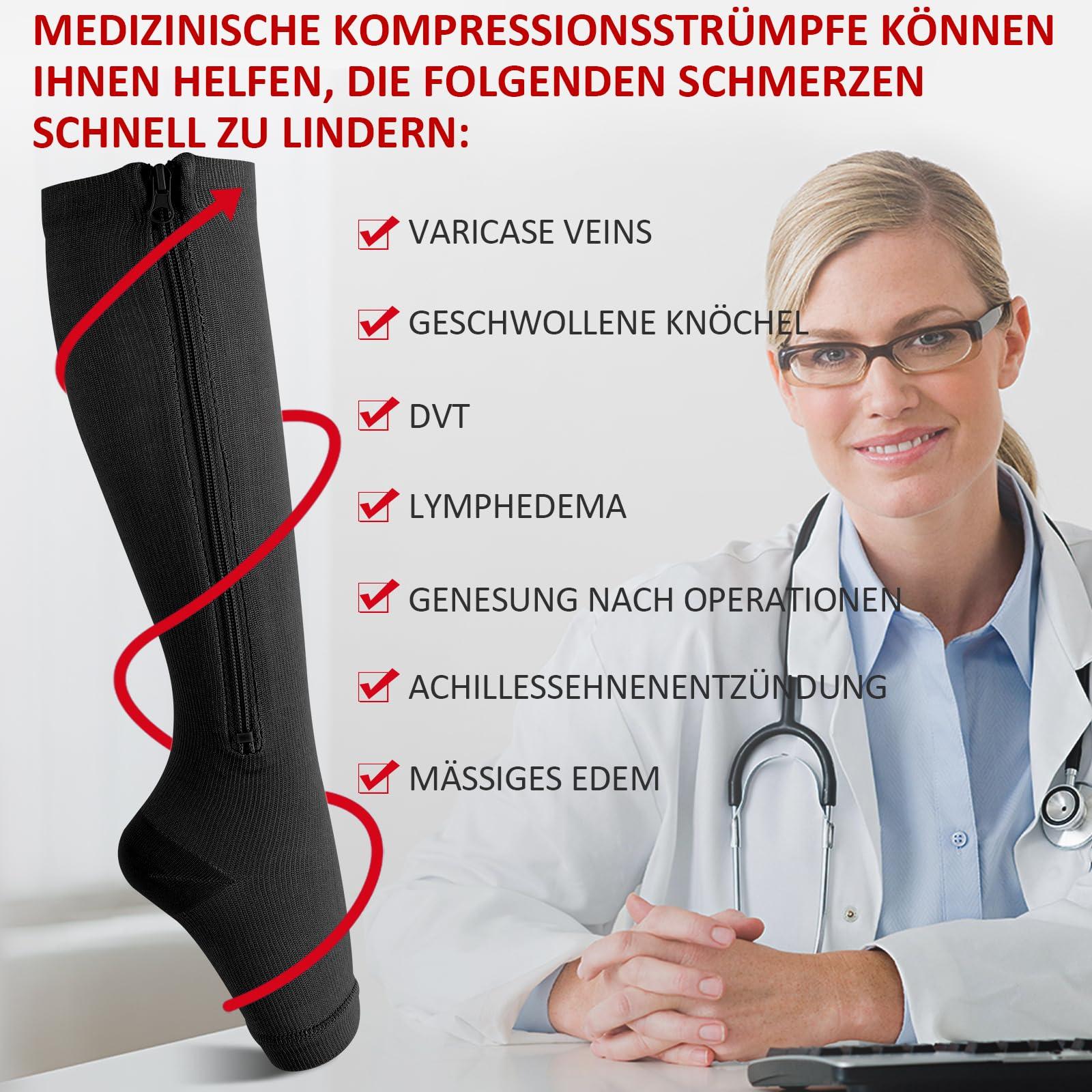 Ailaka Medical Zipper Compression Socks, 15-20 mmHg Knee High Open Toe Compression Socks for Men Women, Support Socks for Varicose Veins, Edema - Image 5