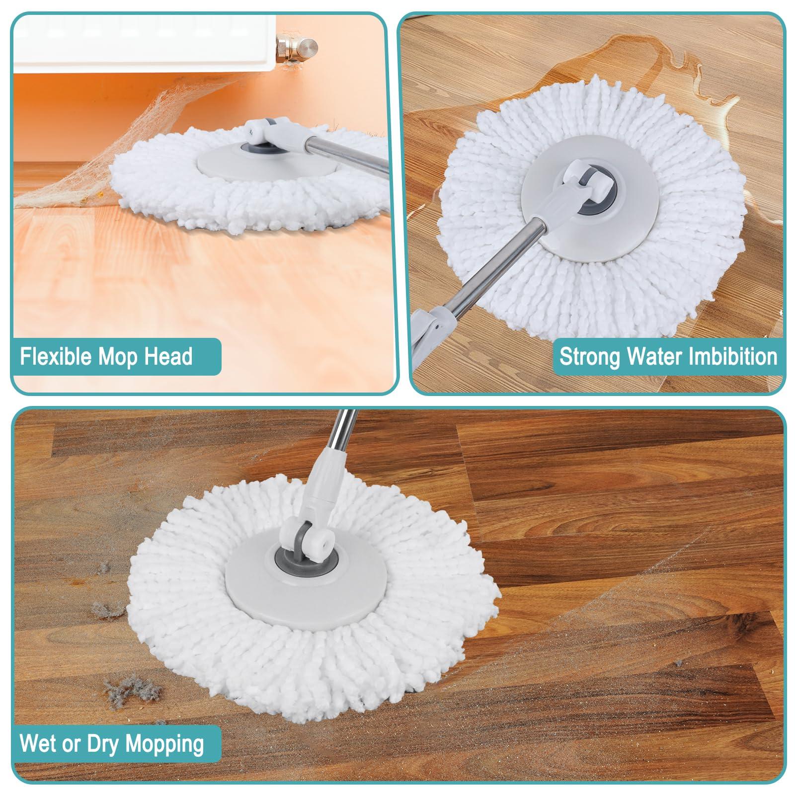 Chloraeon Spin Mop and Bucket with Wringer Set for Home, Separate Clean and Dirty Water, Spin Mop Bukcet System with 4 Reusable Microfiber Mop Pads, Wet Dust Mop for Floor Cleaning - Image 6