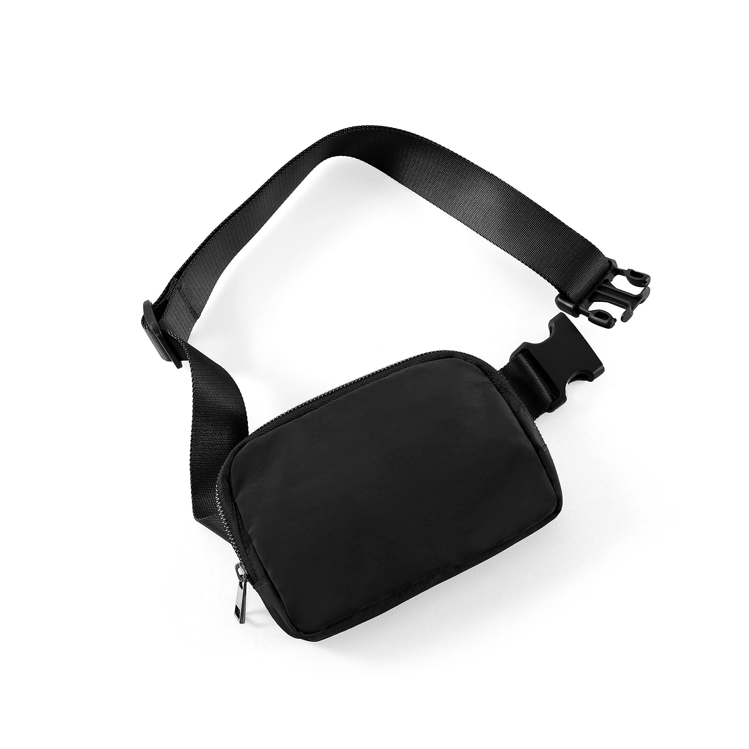 ODODOS Unisex Mini Belt Bag with Adjustable Strap Small Fanny Pack for Workout Running Traveling Hiking, Black