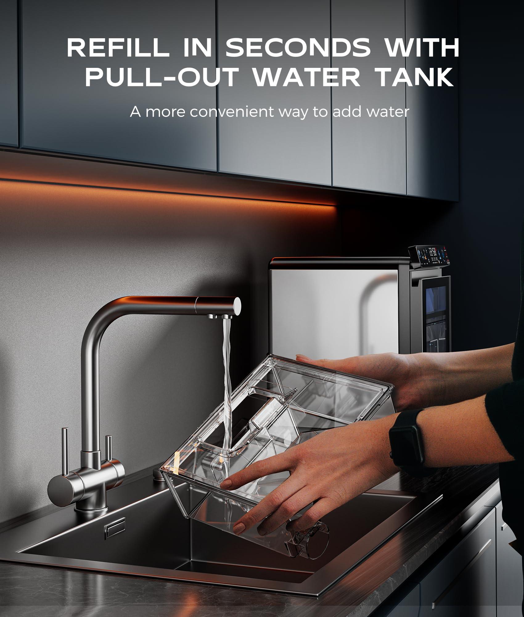 ecozy Nugget Ice Maker Countertop, Smart Pebble Ice Machine with APP Control, 44 lbs/24H Soft Pellet Chewable Ice with Self-Cleaning, Stainless Steel - Image 4