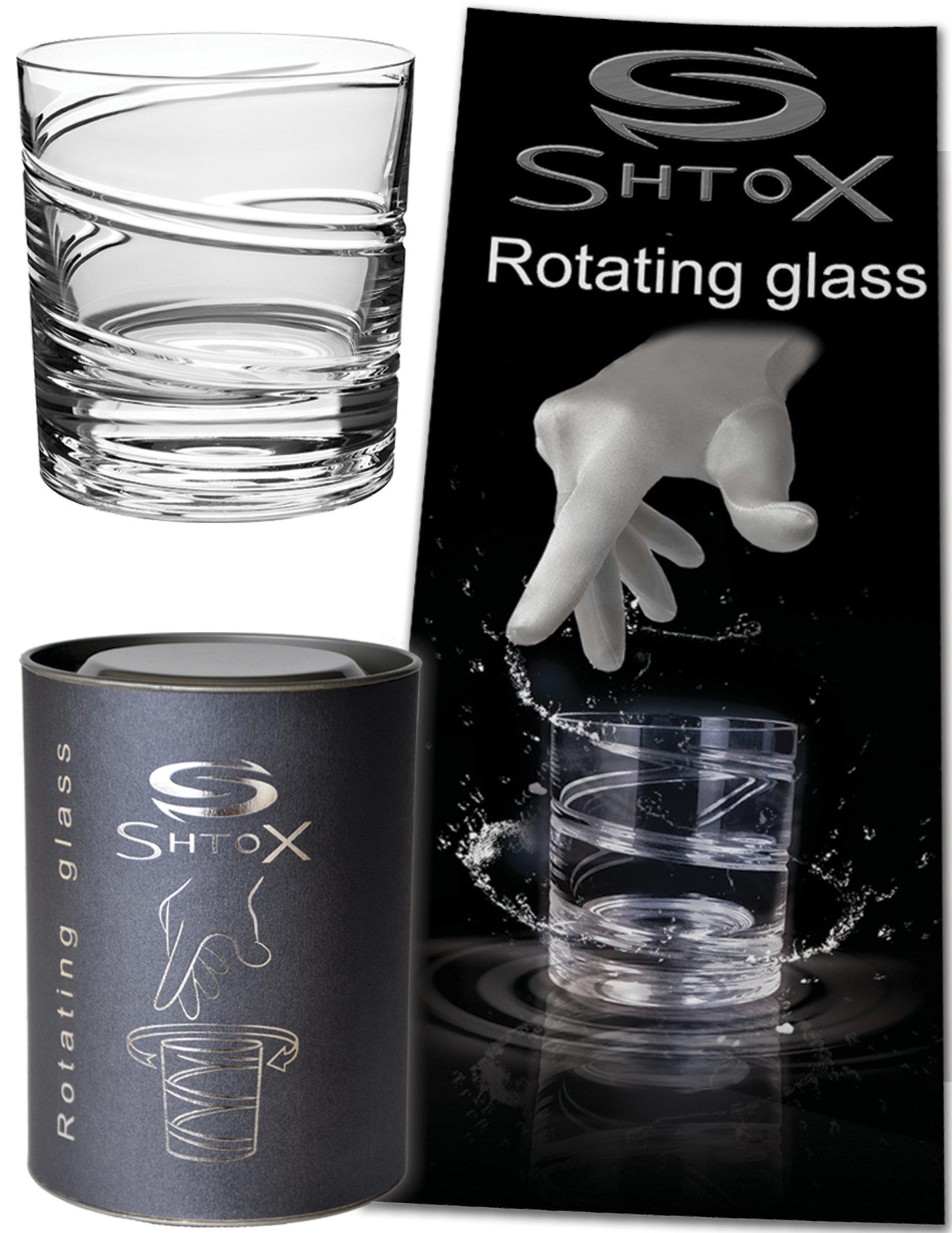 Shtox Rotating Glass (Art 002) Spinning Whiskey Glass for Any Occasions - Unique and Old Fashioned Barware Tumbler Crystal Whiskey Glasses, Spin Glasses for Scotch, Bourbon, Cocktail 320ml