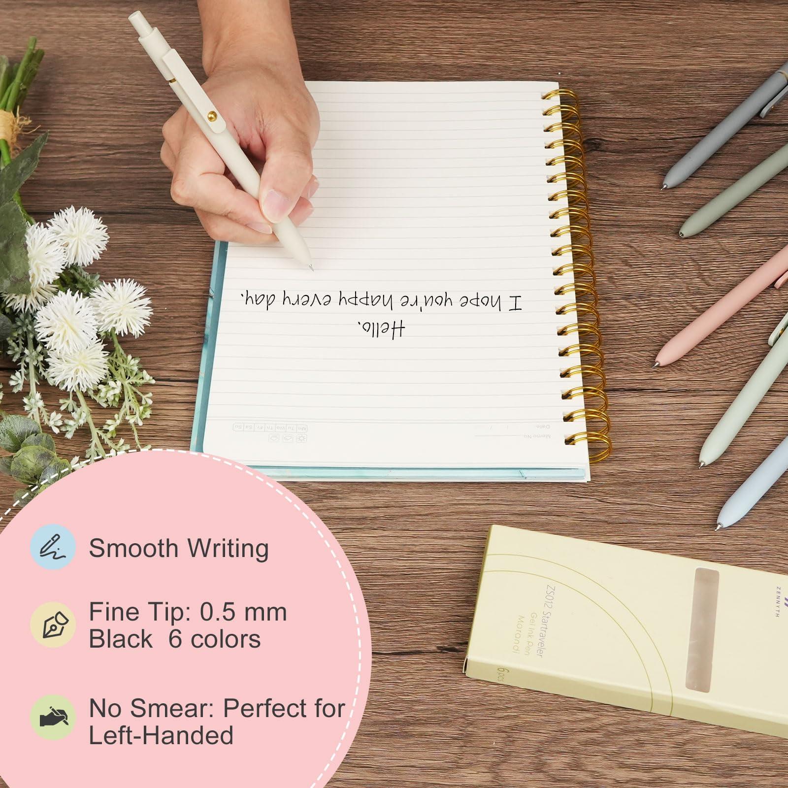 Ddaowanx Gel Pens, 6 Pcs 0.5mm Quick Dry Black Ink Pens Fine Point Smooth Writing Pens, Cute Office School Supplies Gifts for Women - Image 7