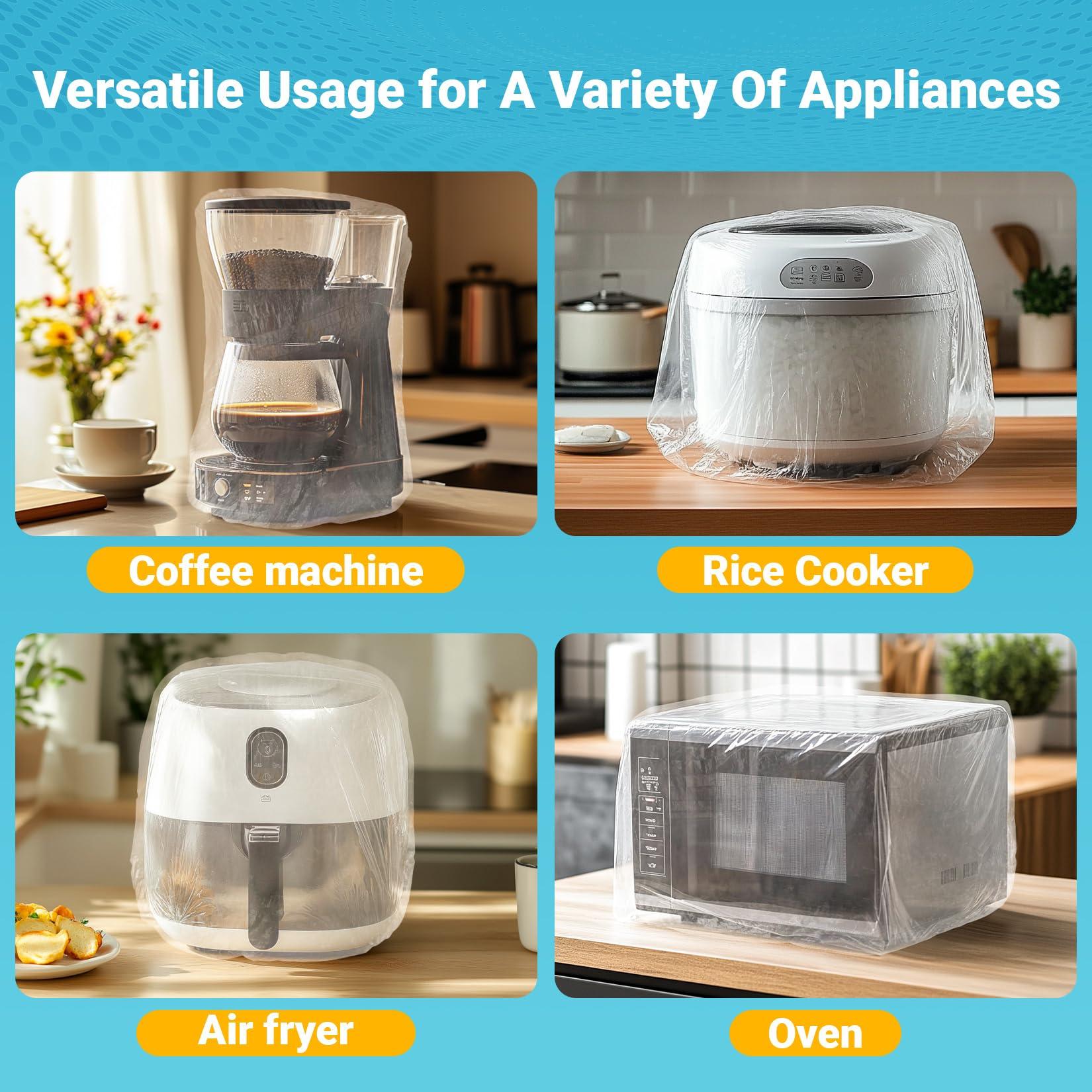 60 PCS RAINFLOW Disposable Kitchen Appliance Covers - Dust Covers for Kitchen Appliances Clear Thickened Dust Cover with Elastic for Household Air Fryer Oven Rice Cookers Fan and Storage (S,M,L) - Image 6