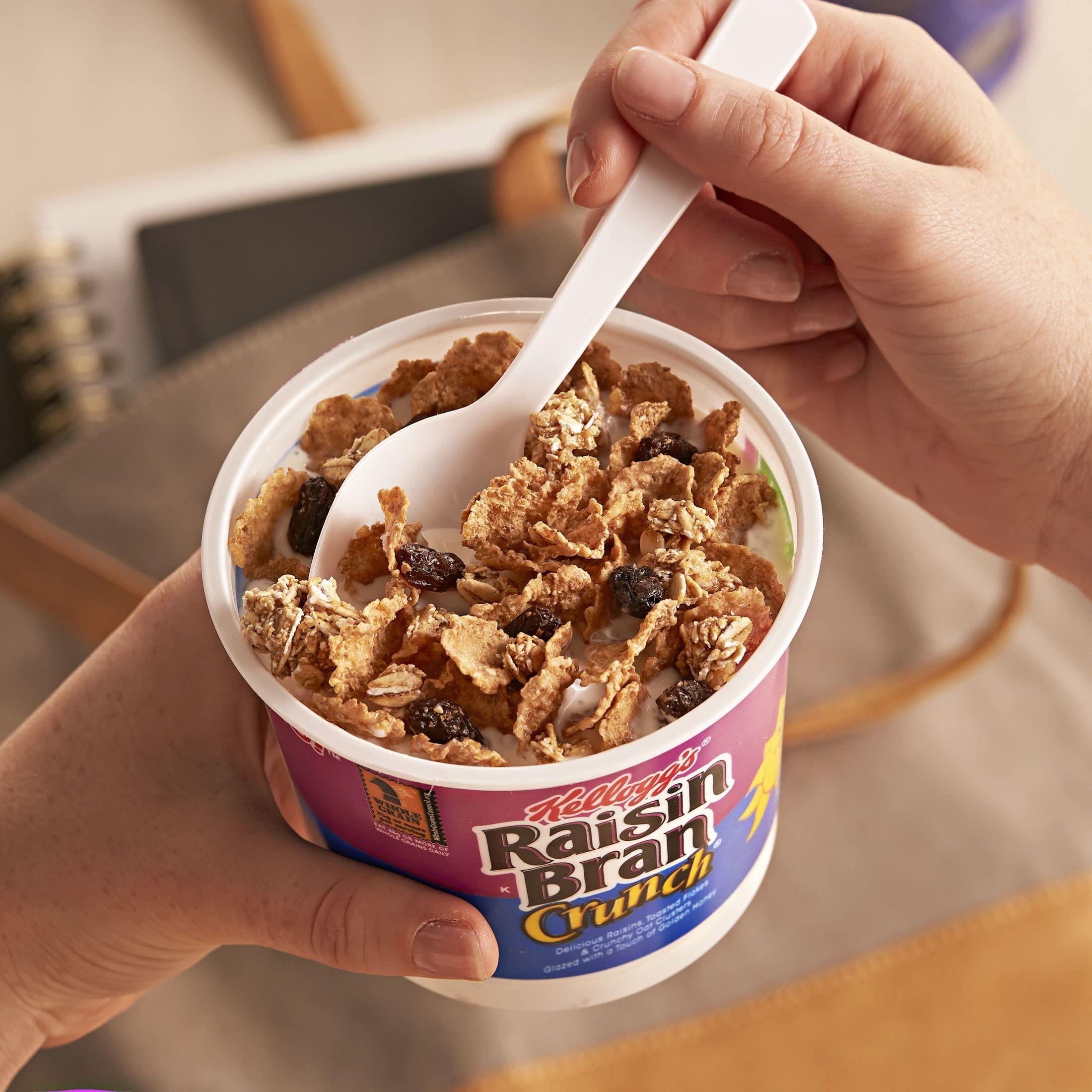 Kellogg's Raisin Bran Crunch Breakfast Cereal Cups, Fiber Cereal, Made with Real Fruit, Original, 33.6oz Case (12 Cups) - Image 7
