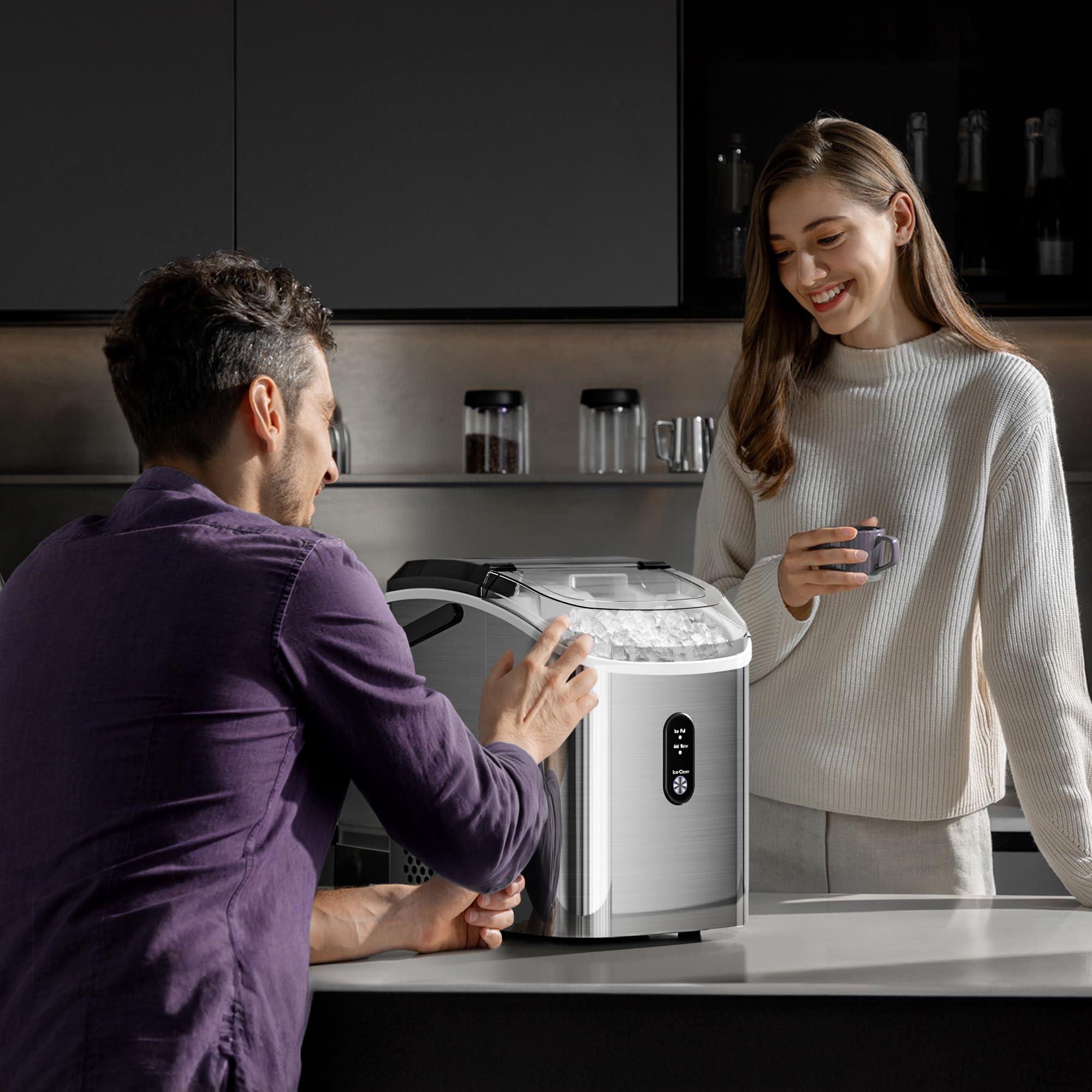 Kismile Nugget Ice Makers Countertop,35Lbs/24H Portable Ice Machine with Self-Cleaning Function,One-Click Operation for Home/Office(Silver) - Image 7