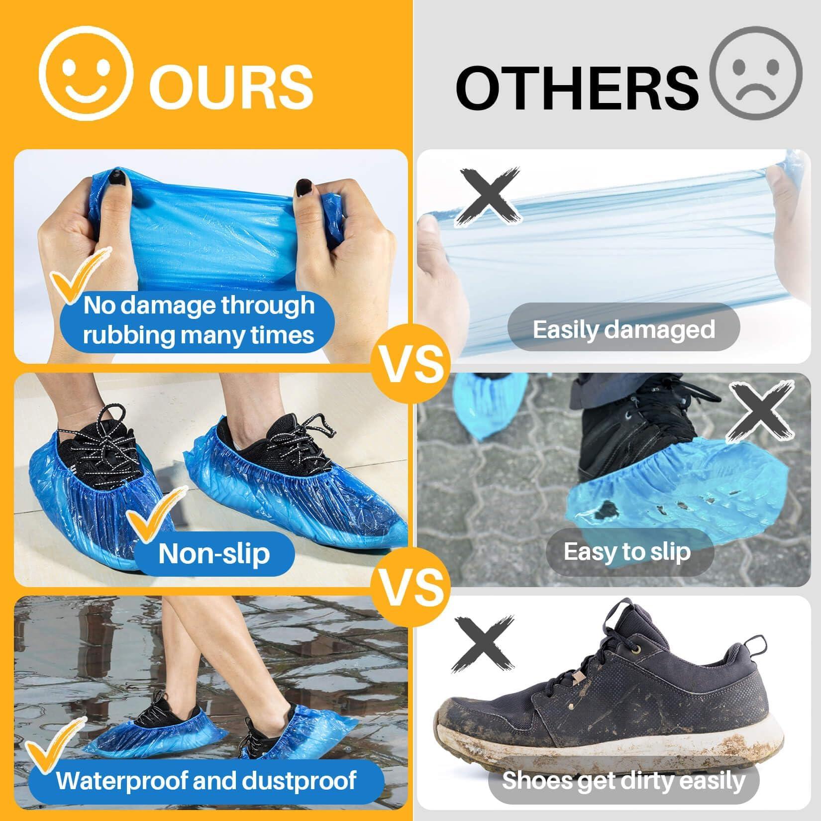 80 Pack (40 Pairs) Shoe Covers - Boot Covers Plastic Disposable Waterproof Shoe Covers for Men and Women Fits All Sizes of Shoes for House Cleaning - Image 5