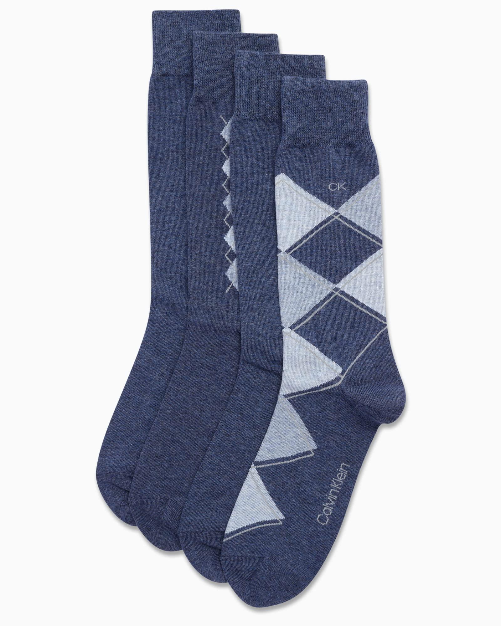 Calvin Klein Men's Dress Socks - Cotton Blend Crew Socks: Patterns and Solids (4 Pack) - Image 4