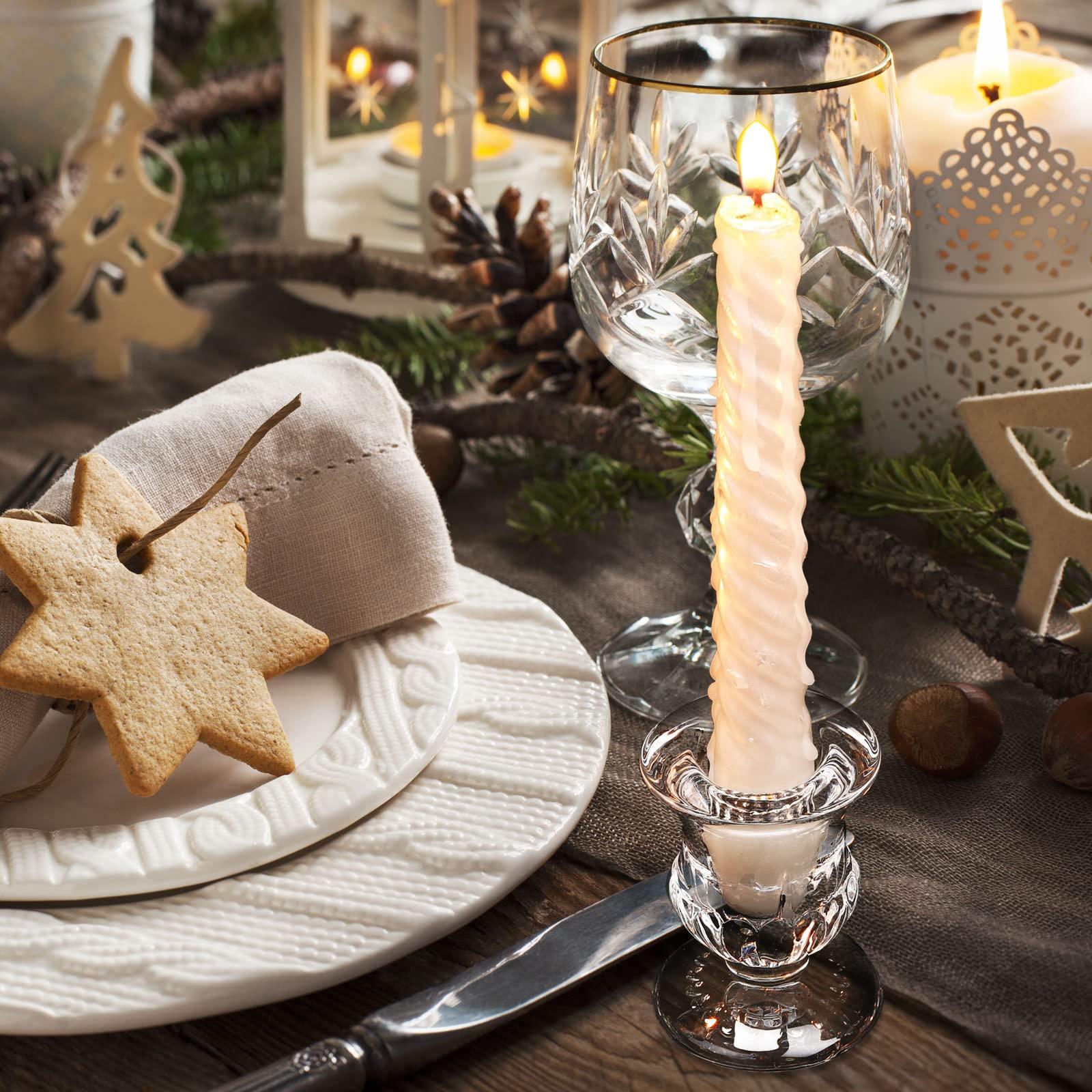 Foaincore Taper Candle Holders Bulk 2.5 Inch Candlestick Holder Small Candlestick Holder Thicker Glass Candle Sticks Set for Wedding Christmas Party Table Centerpiece(Clear,36 Pcs) - Image 6