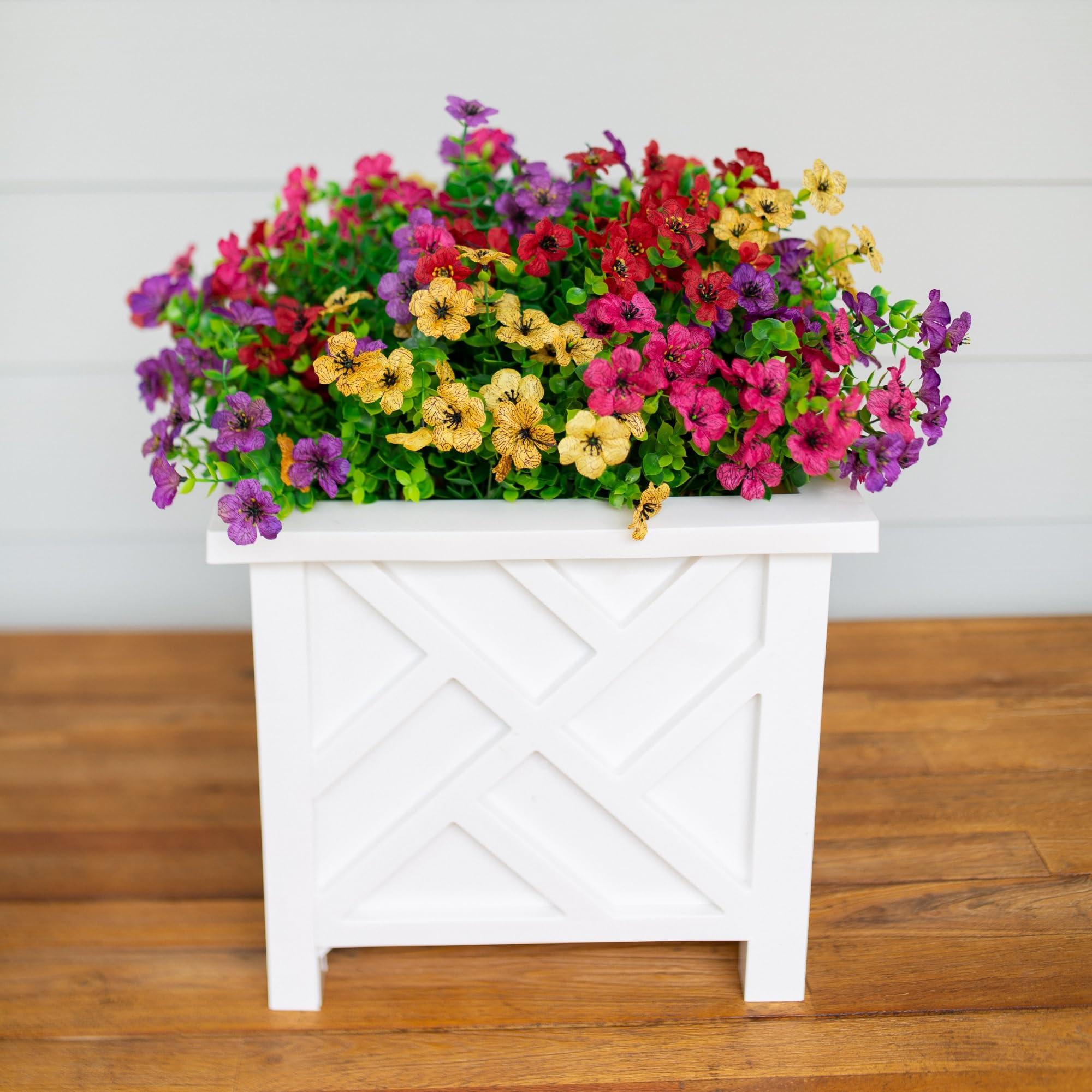 florisso Artificial Fake Plants Flowers for Outdoor Outside Spring Summer Decoration, 12 Bundles Faux Silk Colorful Mix Daisy UV Sun Resistant Realistic for Porch Patio Home Planter Window Box Yard - Image 6