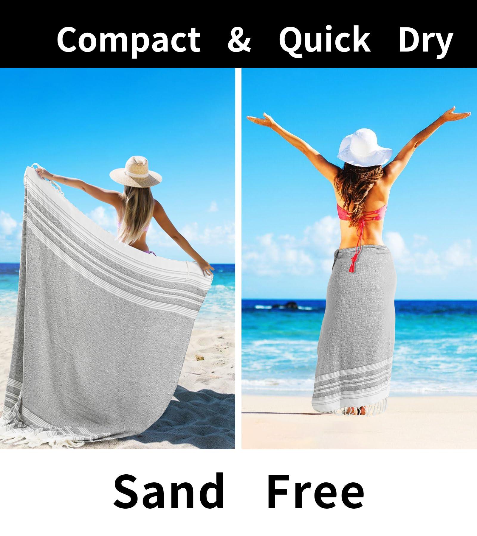 Giant Turkish Beach Towel Boho Beach Throw Blanket Anti Resistant Sand Free Quick Dry Lightweight Sandless Cloud Hawaii Honeymoon Travel Essentials Xl Big Huge Jumbo Women Summer Vacation Gift - Image 4