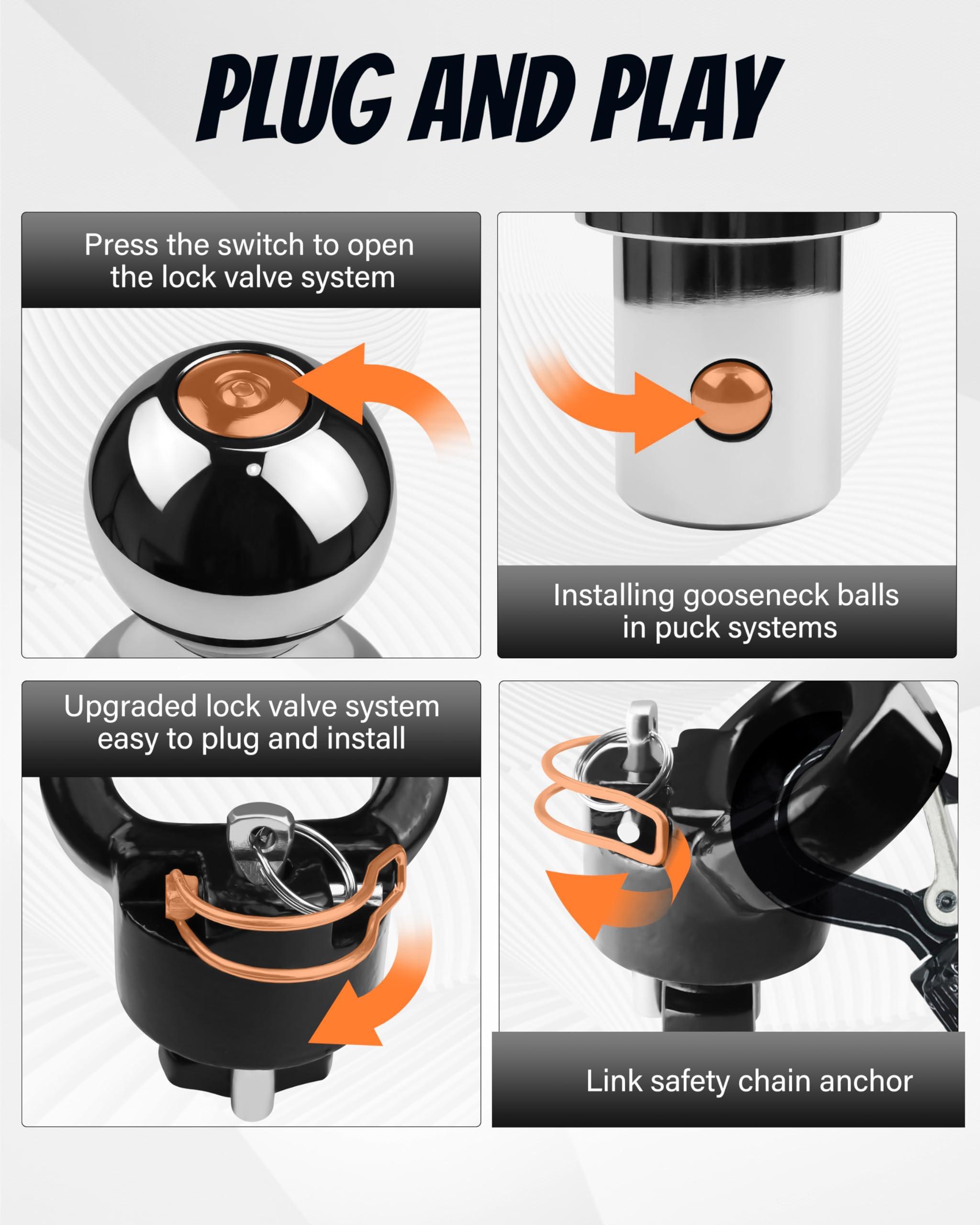 Jyoelron 60618 Puck System Gooseneck Ball Hitch Kit with Box, Fit for 2013-2025 RAM 2500 3500, 2-5/16“ Gooseneck Ball for Truck Bed with 2 Safety Chain Anchors, 30000 lbs GTW/7500 lbs VTW - Image 3