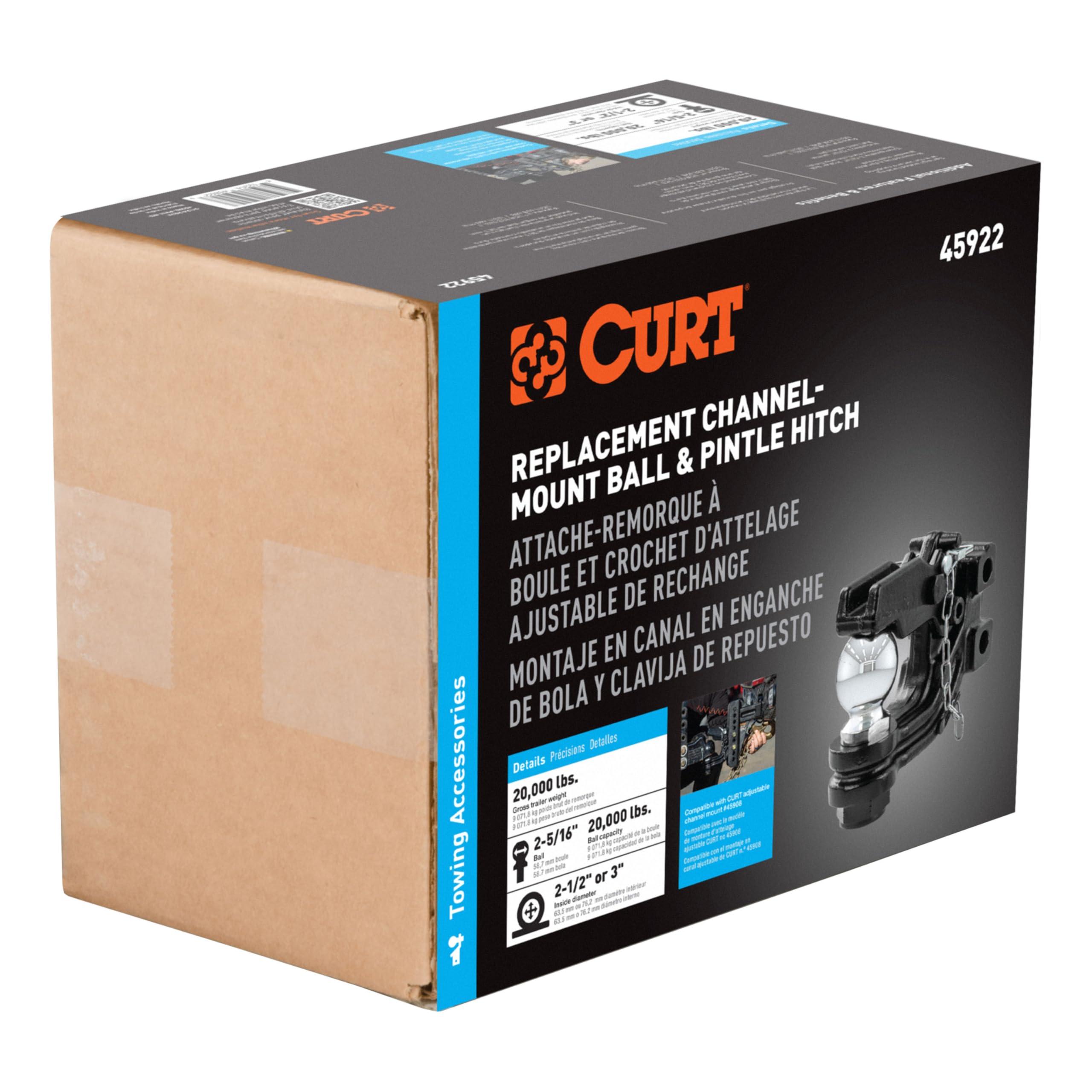 CURT 45922 Channel Mount Pintle Attachment with 2-5/16-Inch Ball, 20,000 lbs, Shank Required - Image 7