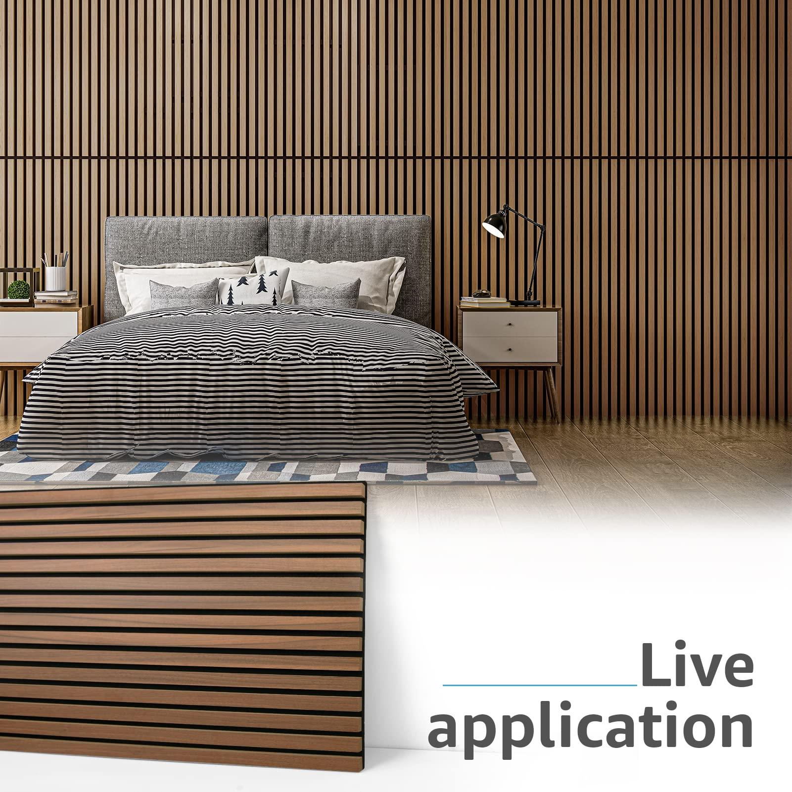 Art3d 2 Wood Slat Acoustic Panels for Wall and Ceiling - 3D Fluted Sound Absorbing Panel with Wood Finish - Walnut - Image 5