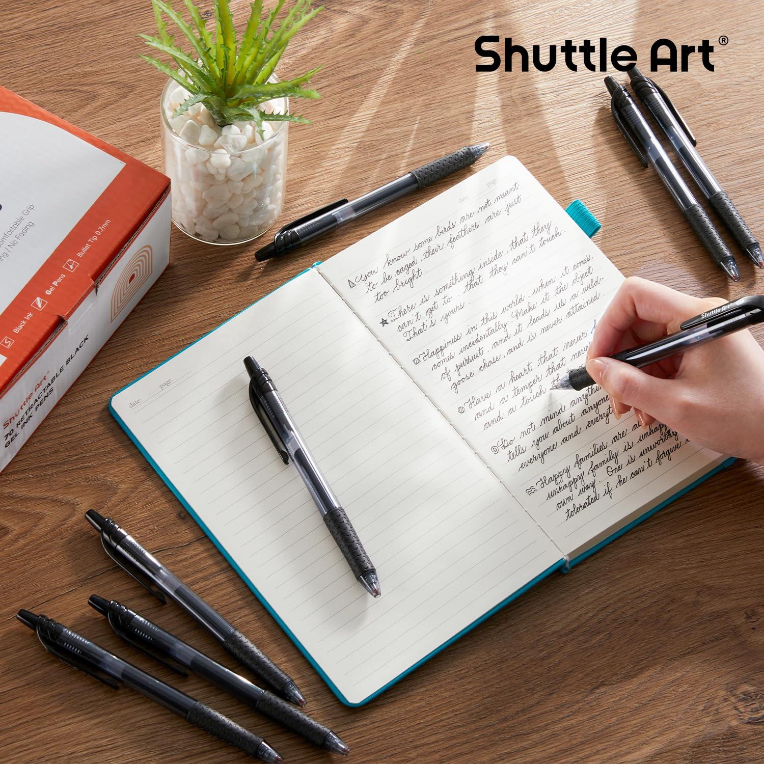Shuttle Art Black Gel Pens, 70 Pack Retractable Medium Point Rollerball Gel Ink Pens Smooth Writing with Comfortable Grip for Office School Home Work - Image 2