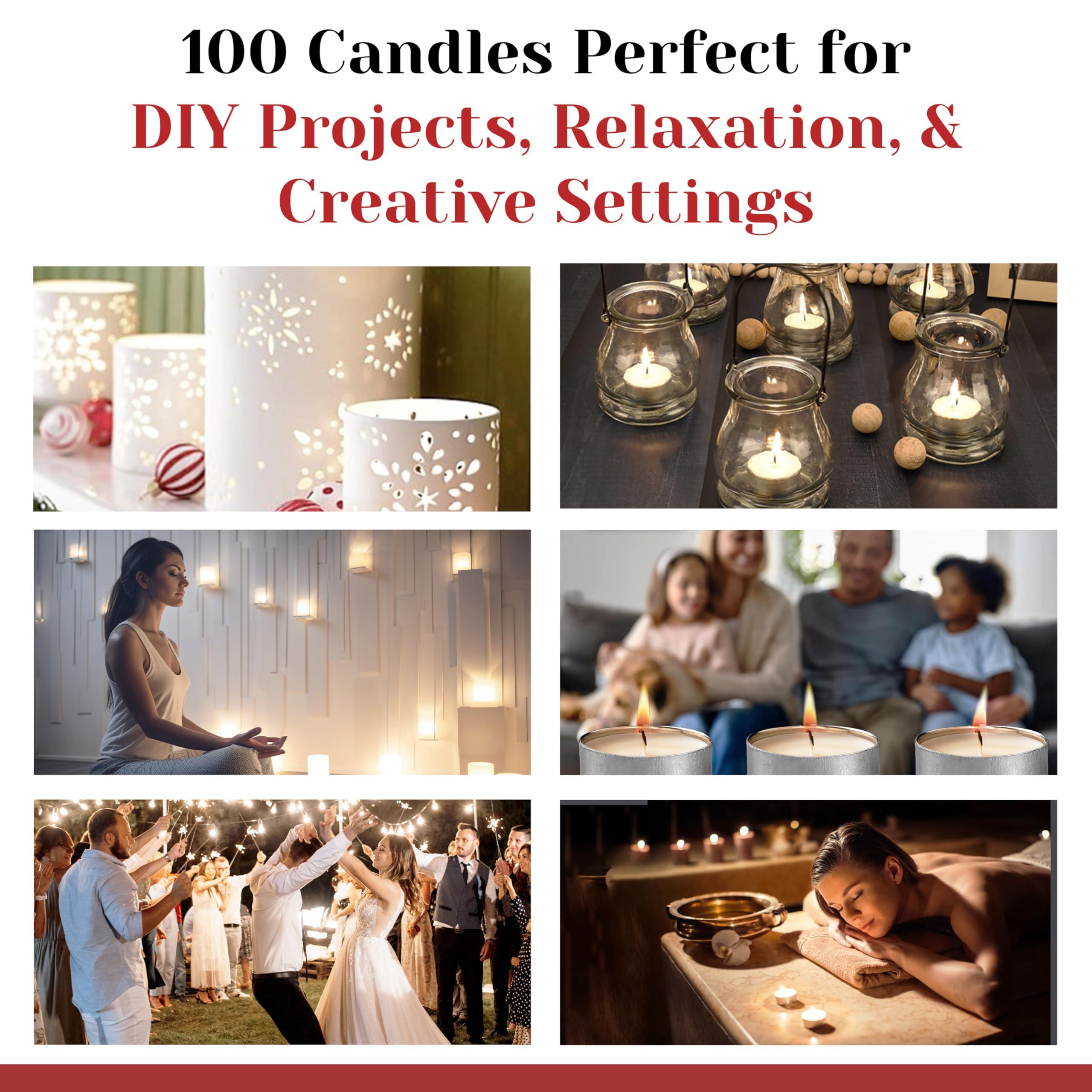 100 Pack Tealight Candles in Metal Cups - Clean, White Unscented with 4.5 Hour Long Burning Time - Votive Candles Bulk for Romantic Dinner, Weddings, Spa & Hotels by PARNOO - Image 4