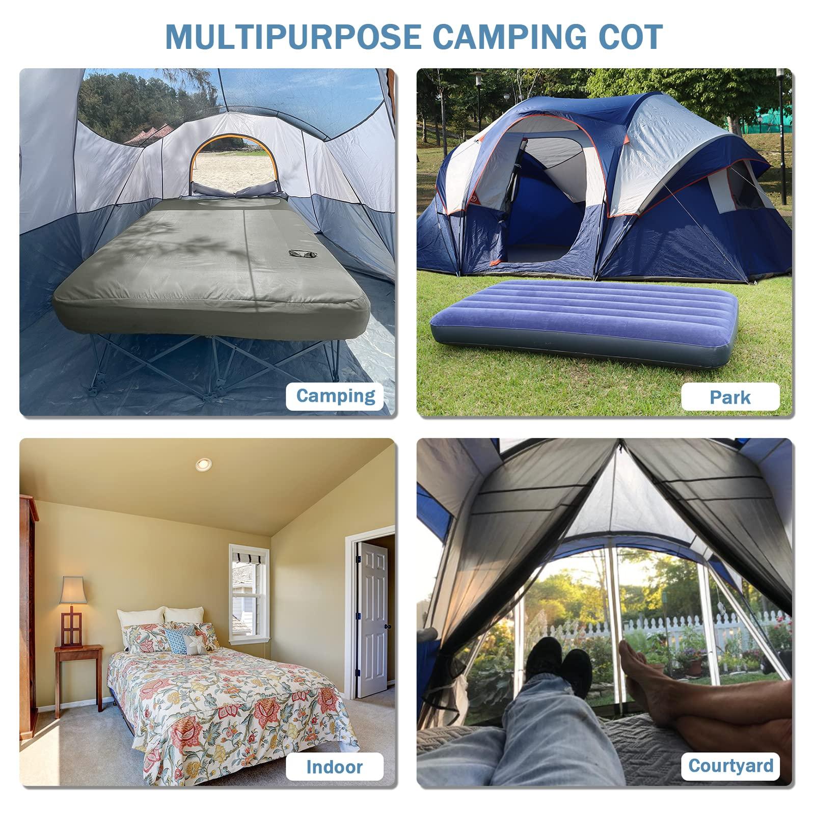 KAMPKEEPER Camping Cot,Camping Cots for Adults,Folding Camping Cot with Inflatable Air Mattress and Carry Bag,for Outdoor Travel Camp Beach Vacation (not Included The Airpump) - Image 6