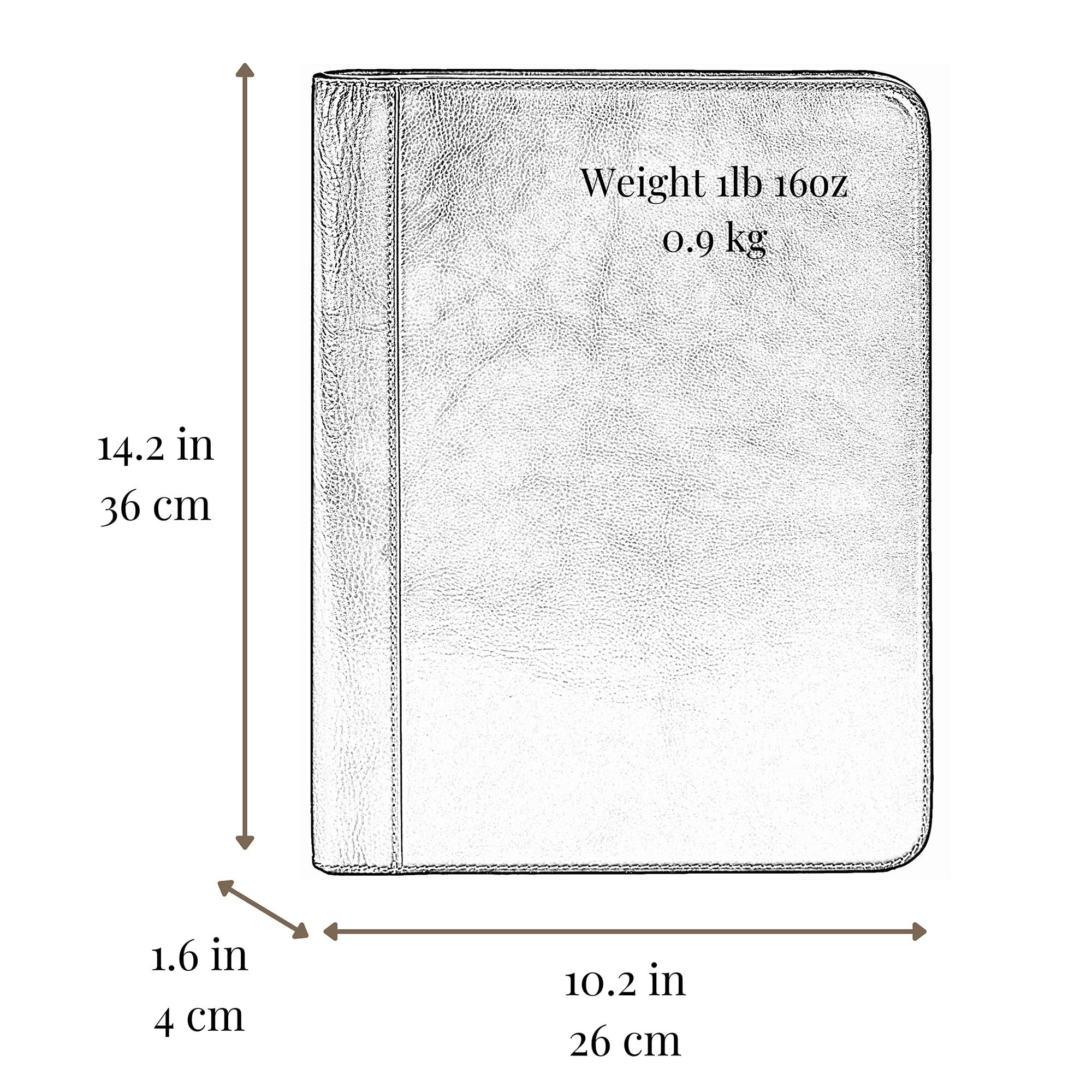 Time Resistance Leather Portfolio - A4 Document Folder - Italian Handcrafted Padfolio Organizer (Red) - Gift Box Included - Image 2