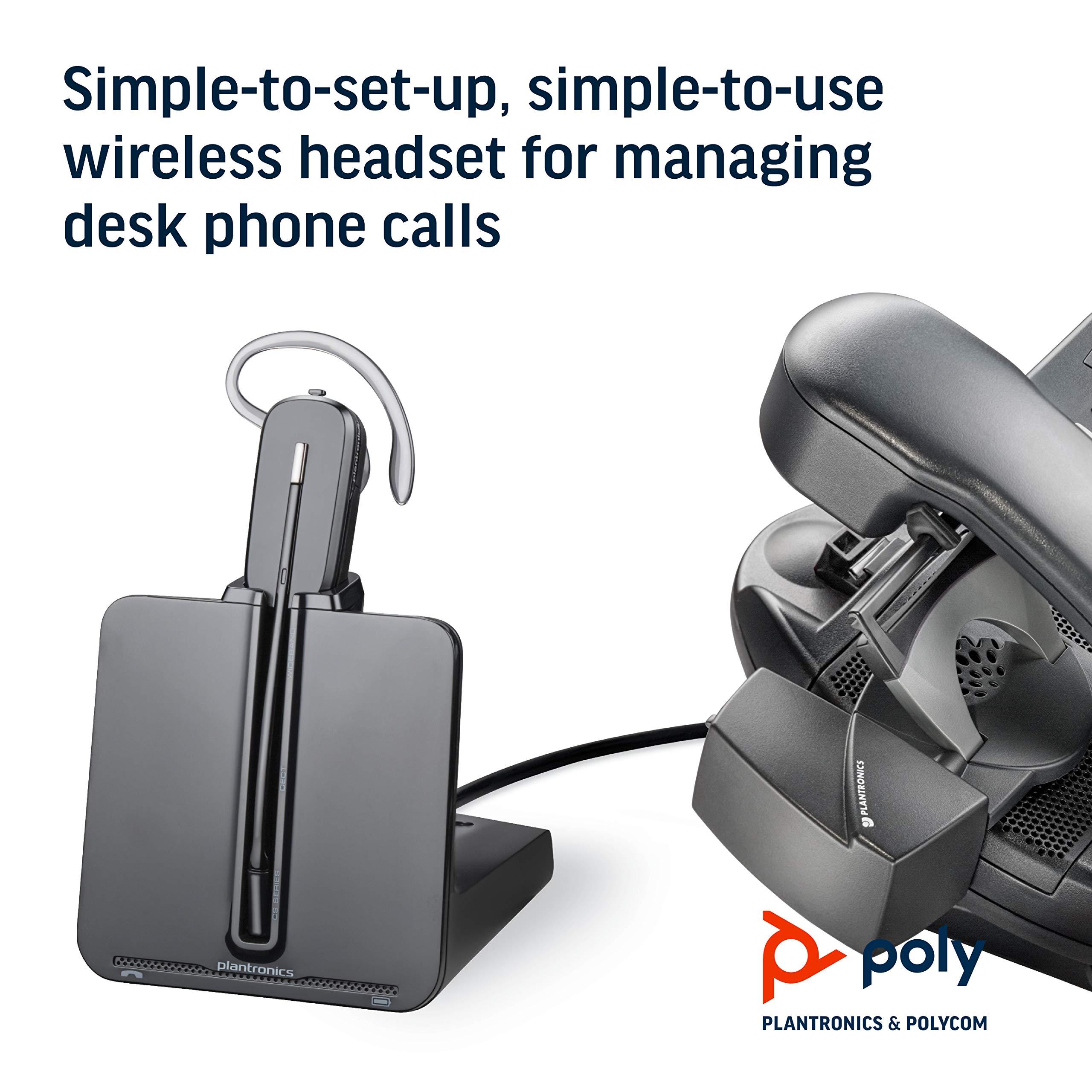 Plantronics - CS540 Wireless DECT Headset (Poly) - Single Ear (Mono) Convertible (3 Wearing Styles) - Connects to Desk Phone - Noise Canceling Microphone - Image 3
