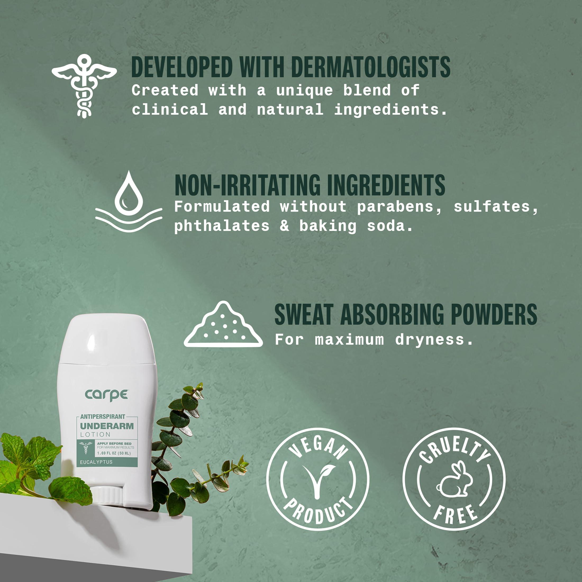 Carpe Underarm Antiperspirant and Deodorant, Clinical strength with all-natural Eucalyptus scent, Combat excessive sweating Stay fresh and dry, Great for hyperhidrosis - Image 3