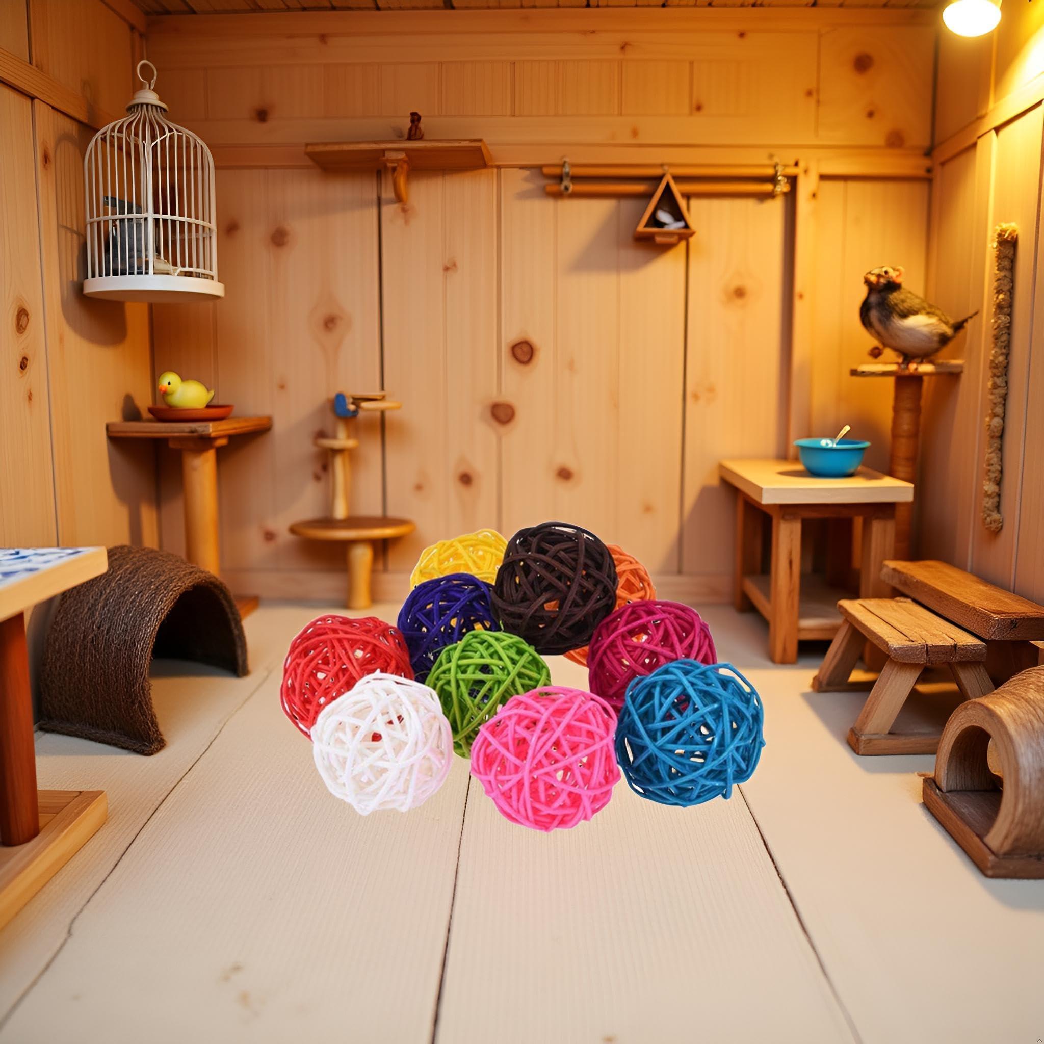 10PCS Multicolor Rattan Balls,Multifunction Wicker Ball,Crafts DIY Accessories Vase Fillers Ornaments,Birds Quaker Parrot Parakeet Chewing Pet Bite Ball for Budgies Hamsters Ball Orbs,Pet Supplies - Image 7