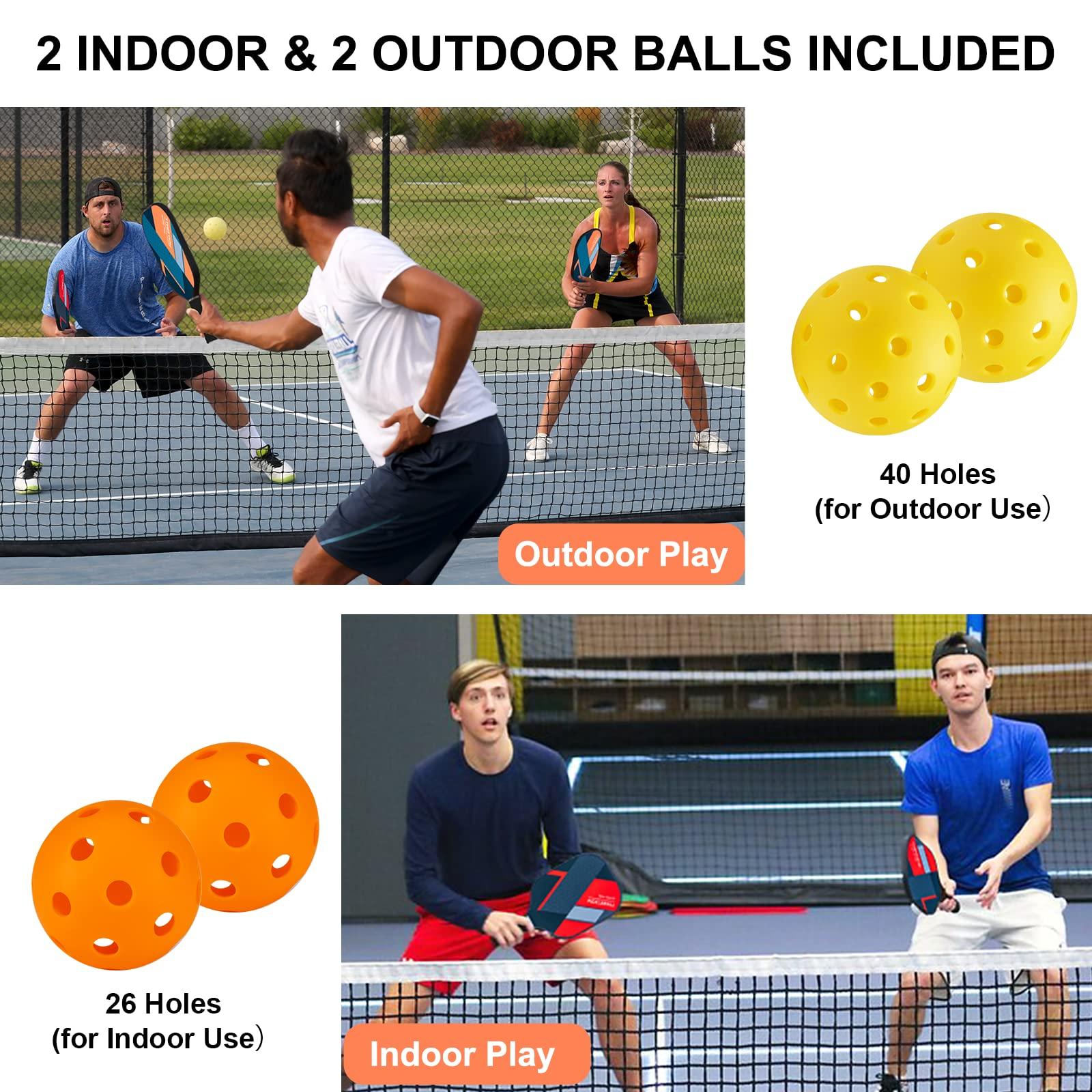 Pickleball Paddles, USAPA Standard Fiberglass Surface Pickleball Paddles Set of 2 or 4 Rackets, Pickleball Set with 4 Pickleball Balls &1 Pickleball Bag, Pickle Ball Paddle Set for Men, Women - Image 6