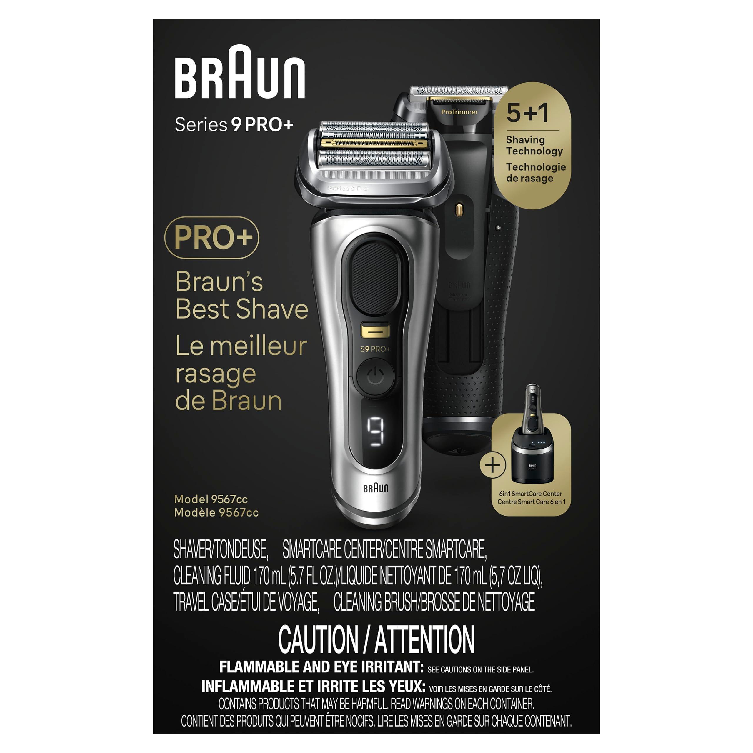 Braun Series 9 PRO+ Electric Razor for Men, 5 Pro Shave Elements & Precision Long Hair Trimmer, 6in1 SmartCare Center, Wet & Dry Electric Razor for Smooth Skin with 60min Battery Runtime, 9567cc - Image 8