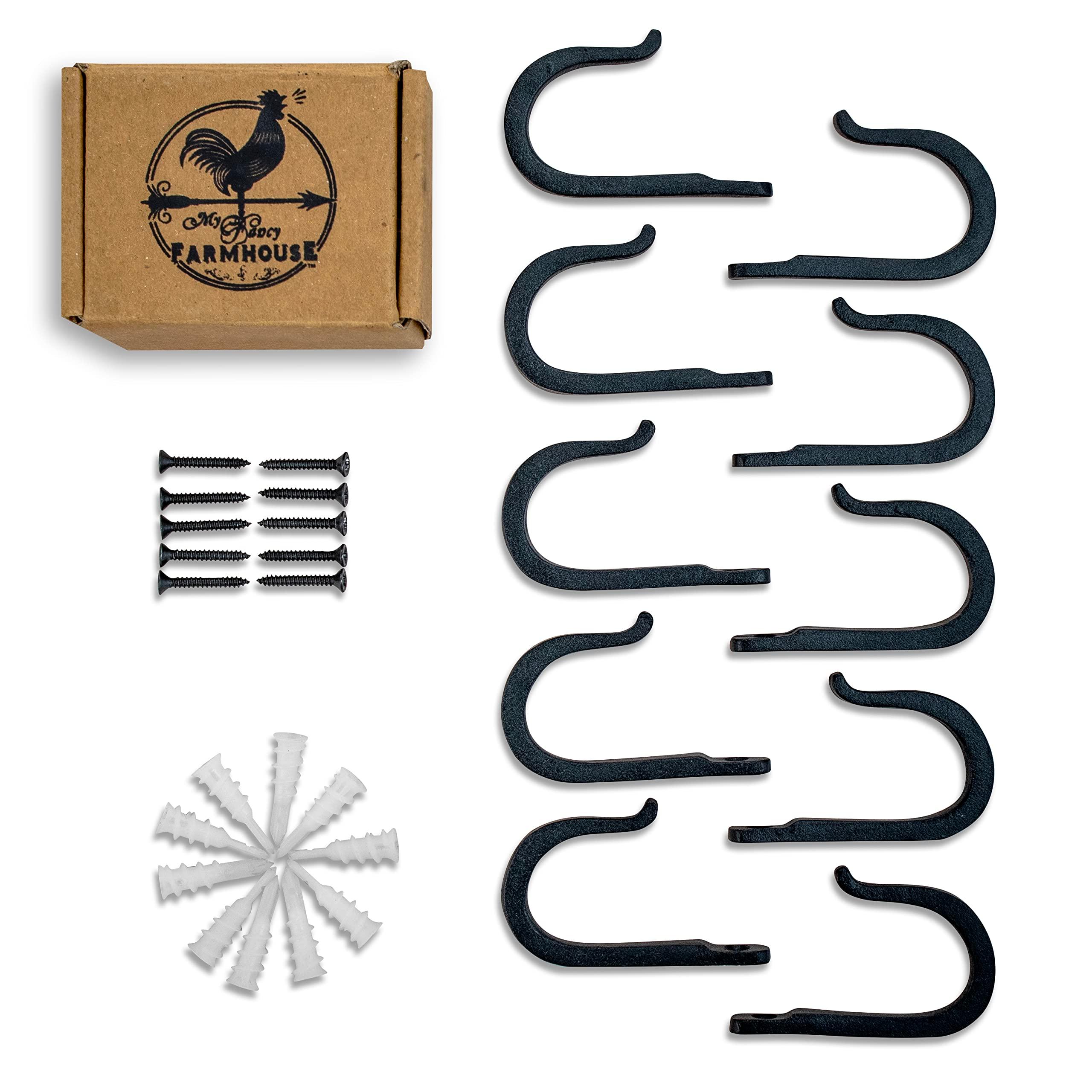 Railroad Spike Cast Iron Hooks (10 Pack) Handmade Blacksmith, Wall Mounted, Farmhouse Decorative Cast Iron Wall Hooks, Vintage Hooks for Hanging Coats, Bags or Pots in Pantry (Black) - Image 9