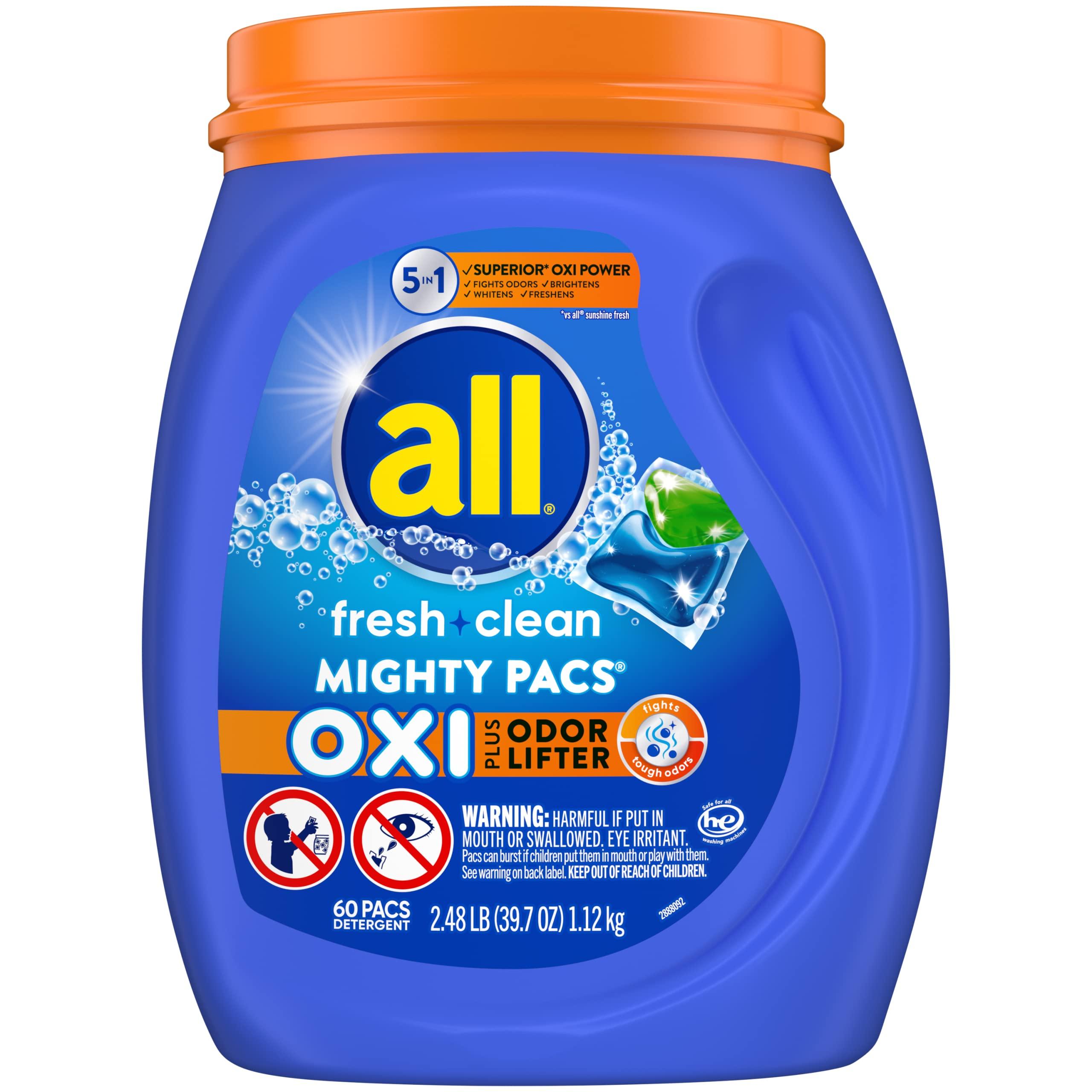 all fresh clean, OXI + Odor Lifter, MIGHTY PACS Laundry Detergent Pacs, 60 Count - Image 2
