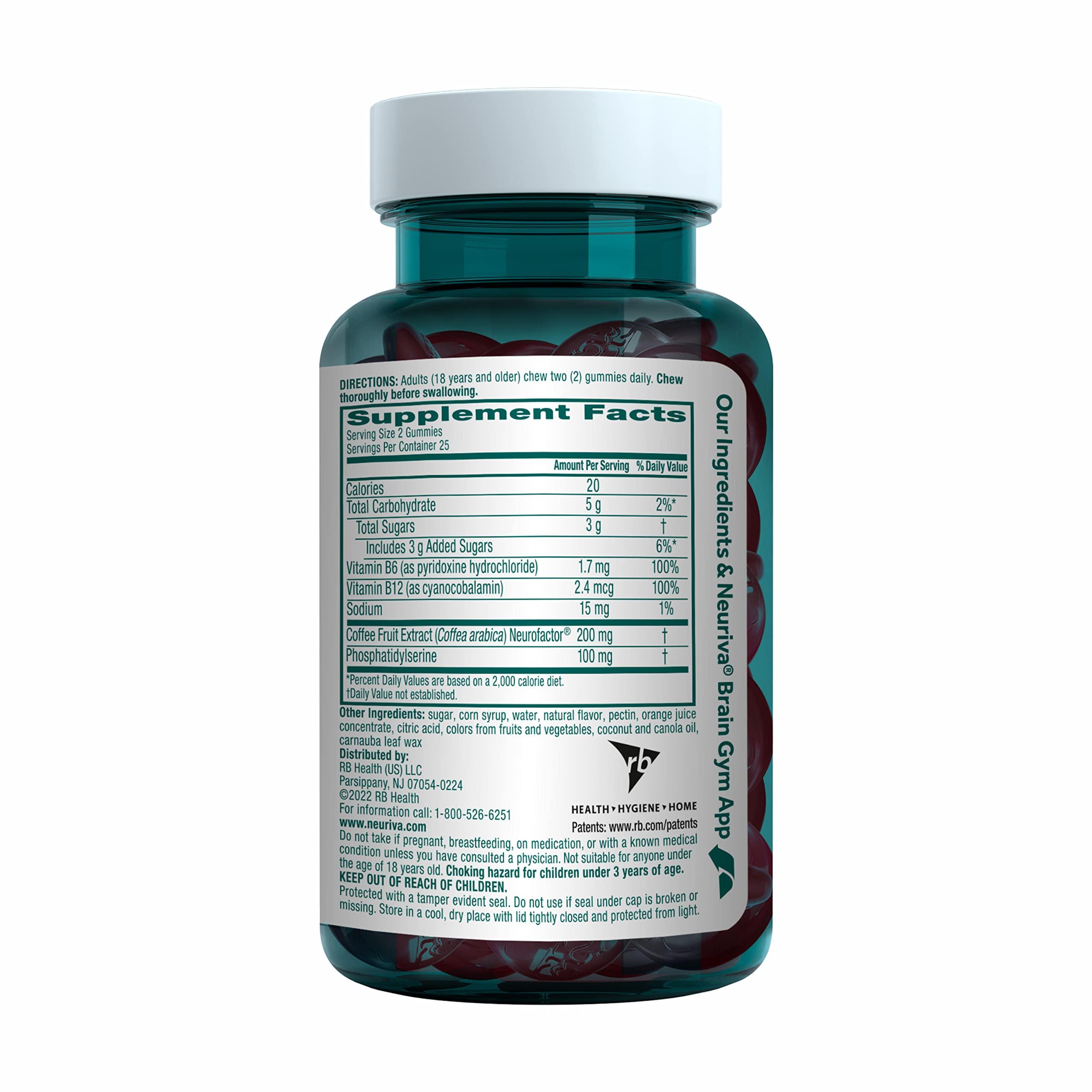 NEURIVA Plus Brain Supplement for Memory,Focus & Concentration+Cognitive Function with Vitamins B6 & B12 and Clinically Tested Nootropics Phosphatidylserine and Neurofactor,50ct Strawberry Gummies - Image 20