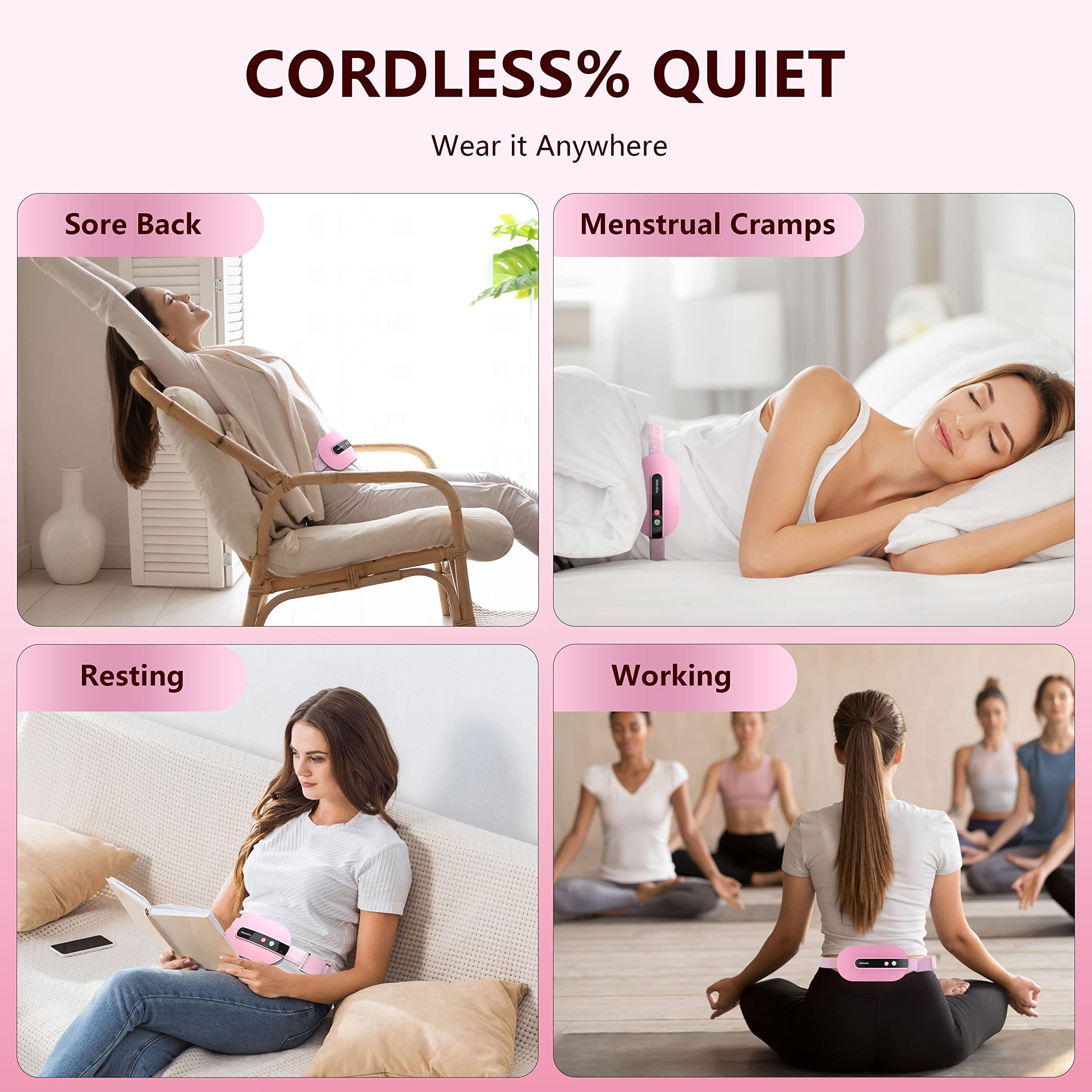 Portable Cordless Heating Pad, Heating Pad for Back Pain with 3 Heat Levels & 3 Vibration Massage Modes, Portable Electric Fast Heating Belly Wrap Belt for Women and Girl(Pink) - Image 6