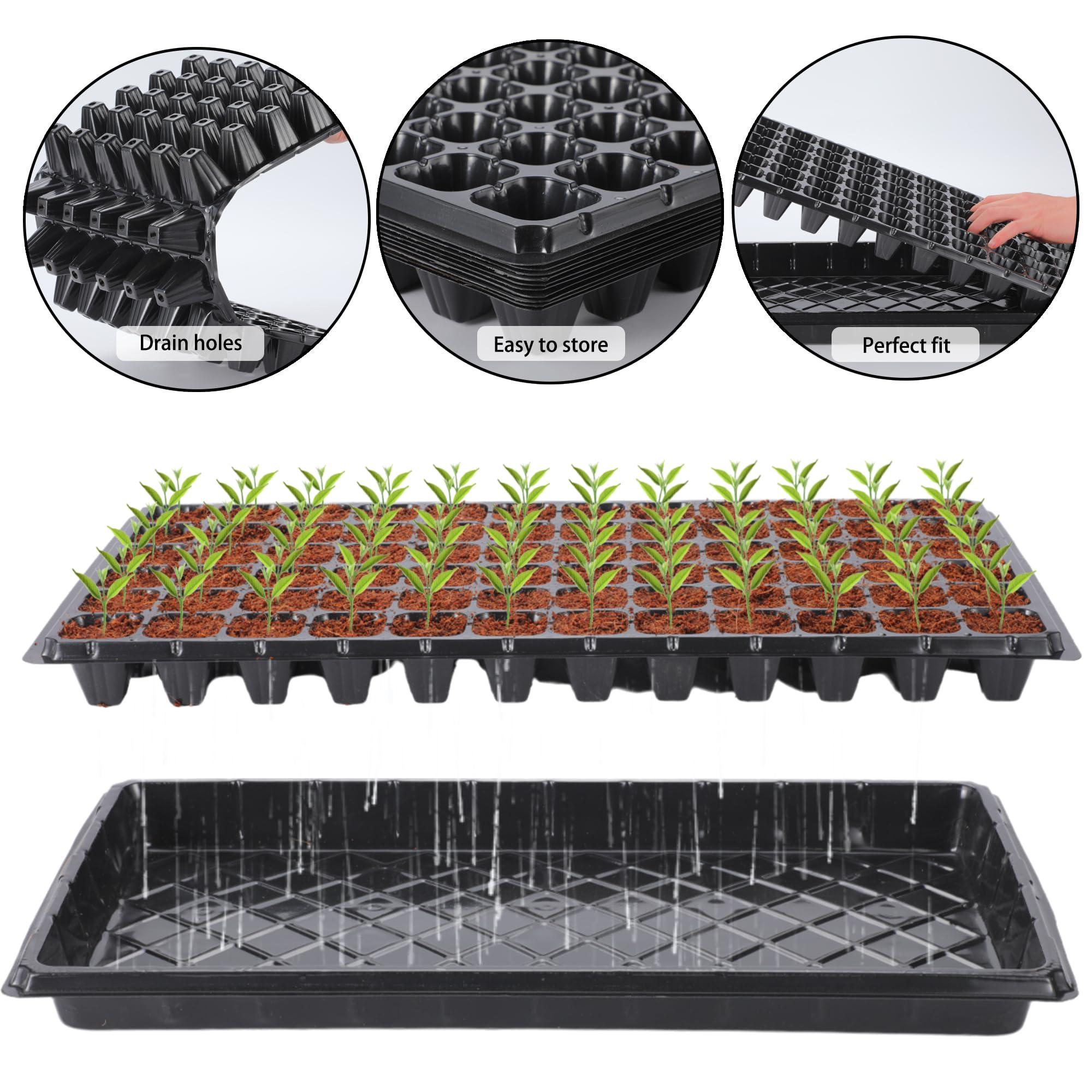 Oscorna (20Pack) 72-Cell Seed Starter Trays with Dibber, 10 Pack Nursery Starting with Base Tray, 72 Hole Soil Digger for Setting Out Quickly, Seedling Planting Tray, Germination Kit Trays Reusable - Image 5