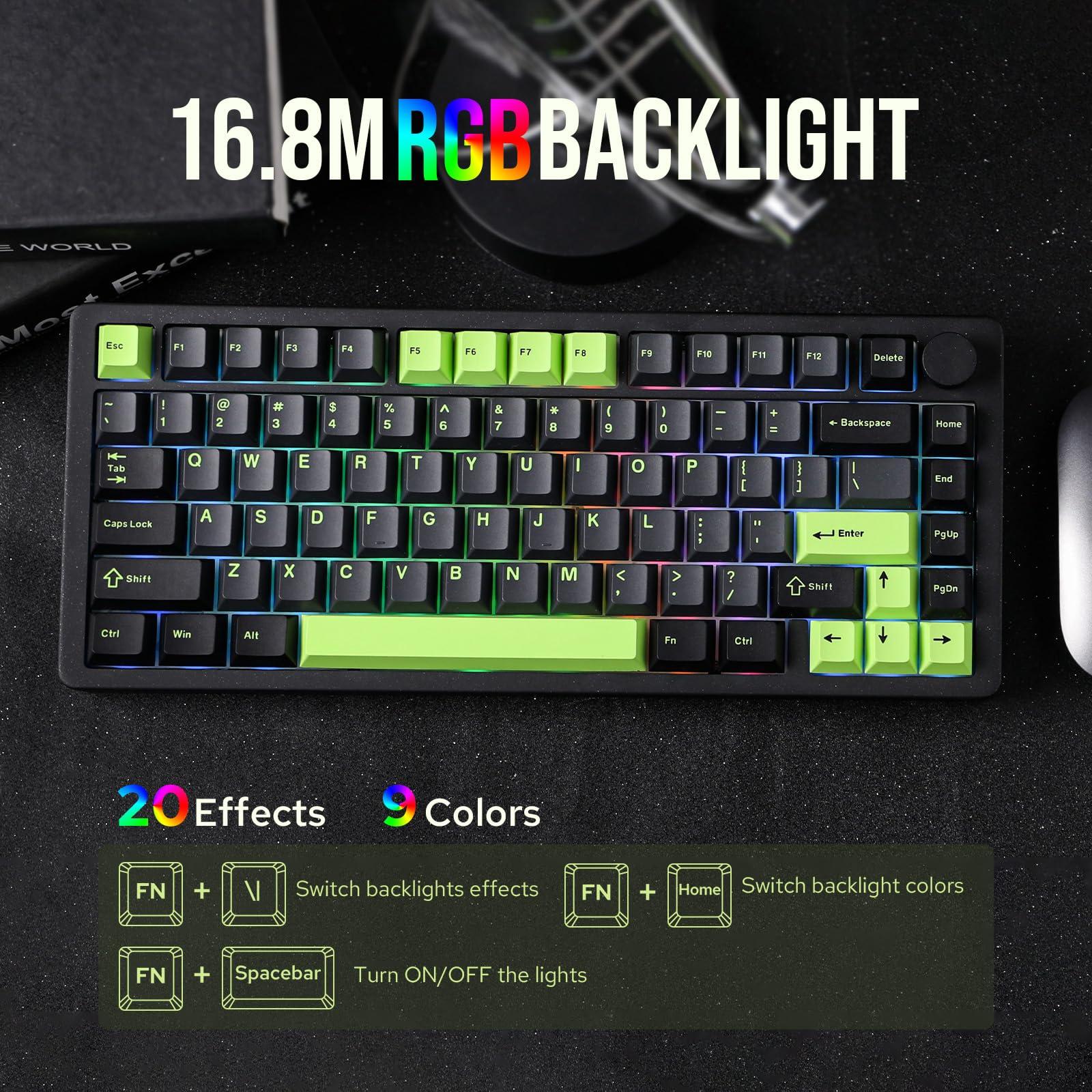 MechLands Blade75 Wireless Aluminum Mechanical Gaming Keyboard, BT5.0/2.4GHz/USB-C Hot Swappable Custom Creamy Keyboard with 4000mAh Battery, Knob, RGB Backlit, NKRO for Win/Mac/Games/Office (Black) - Image 5