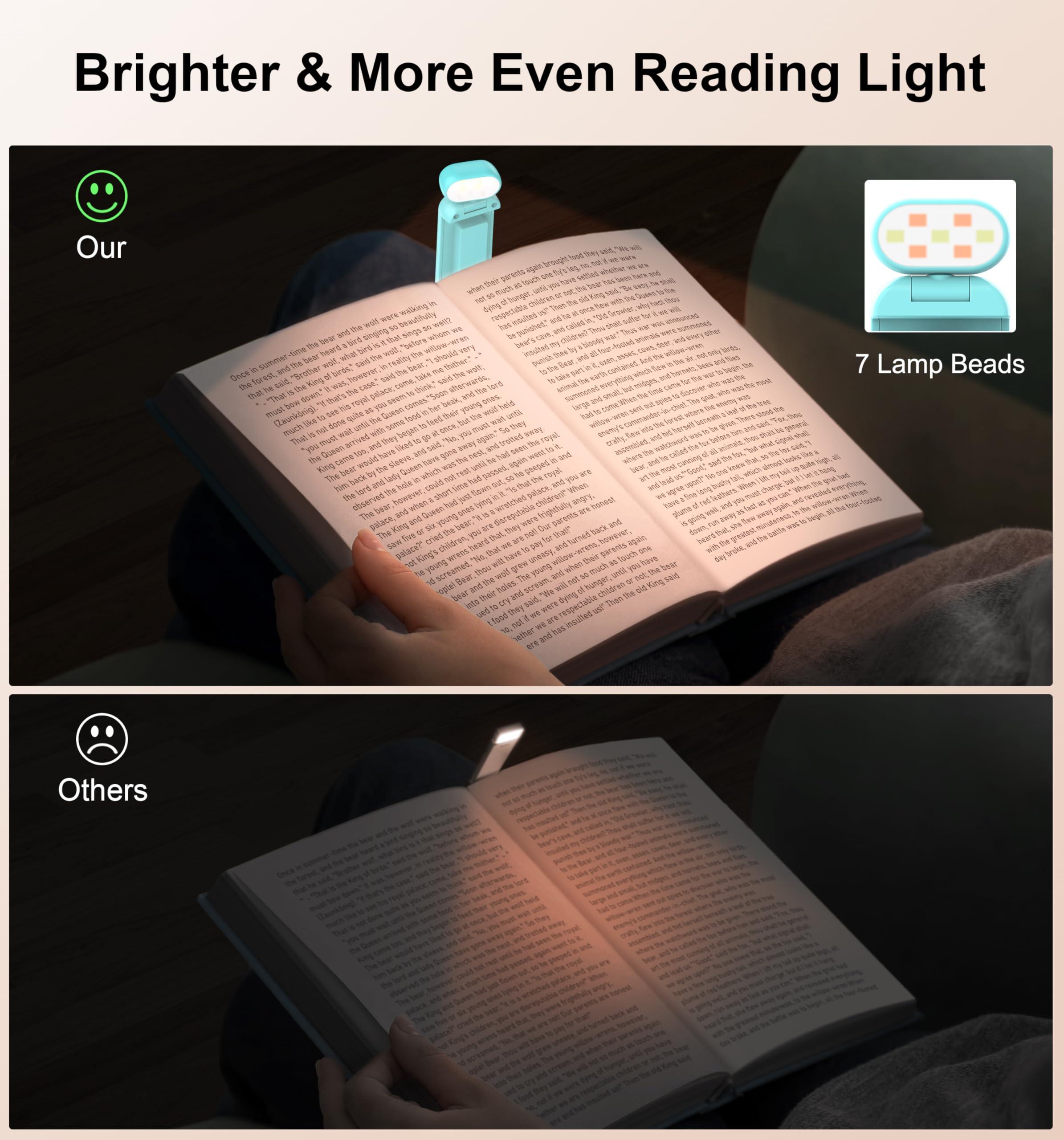 Gritin Reading Light, Rechargeable Book Light for Reading in Bed - Eye Caring 3 Color Temperatures, 5-Level Dimmable Brightness, Long Lasting, Compact Size Clip on Book Lamp for Bookworms-Blue - Image 3