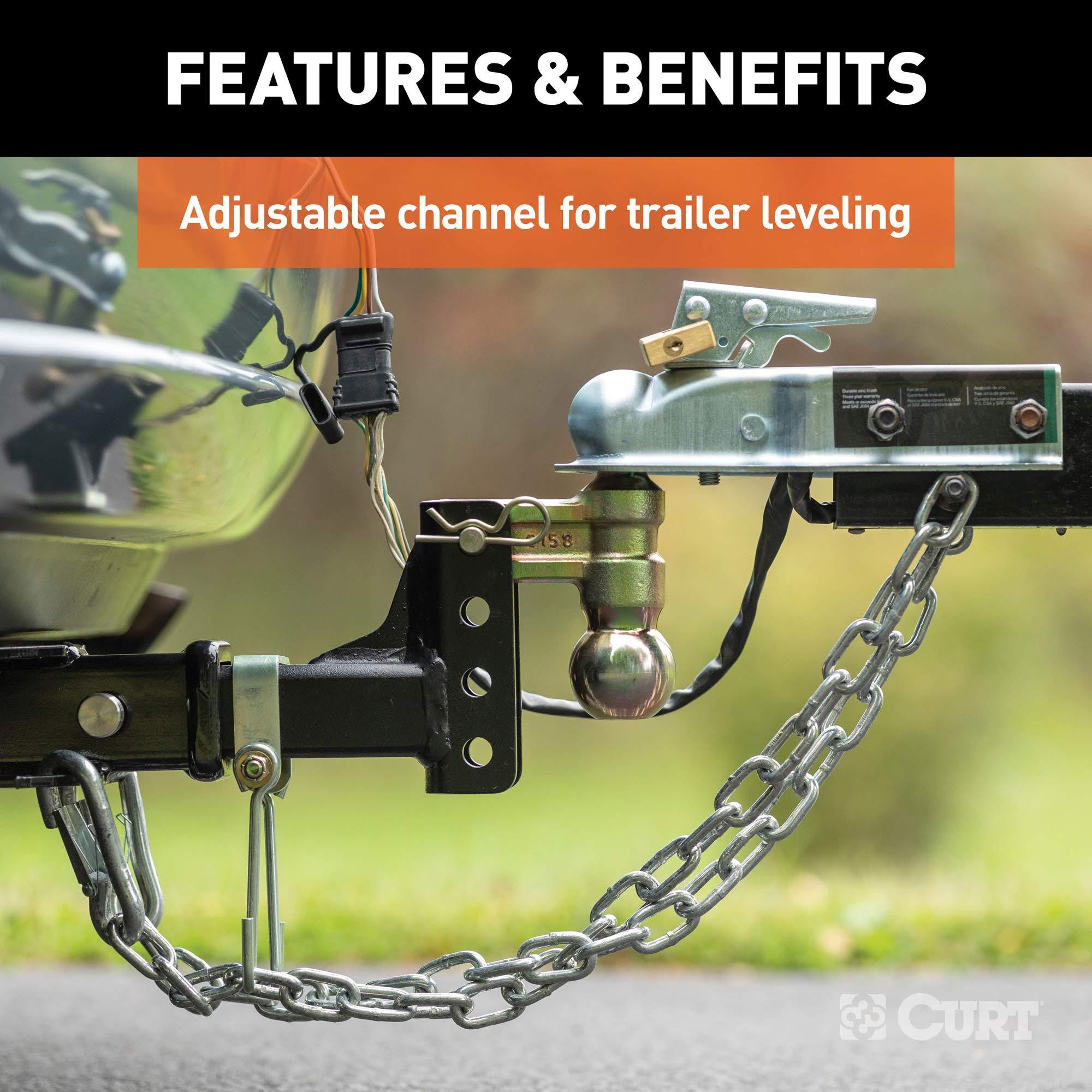 CURT 45903 Slim Adjustable Trailer Hitch Ball Mount, Fits 2-Inch Receiver, 3-3/4-In Drop, 2 or 2-5/16-Inch Balls, 10,000 Pounds - Image 4