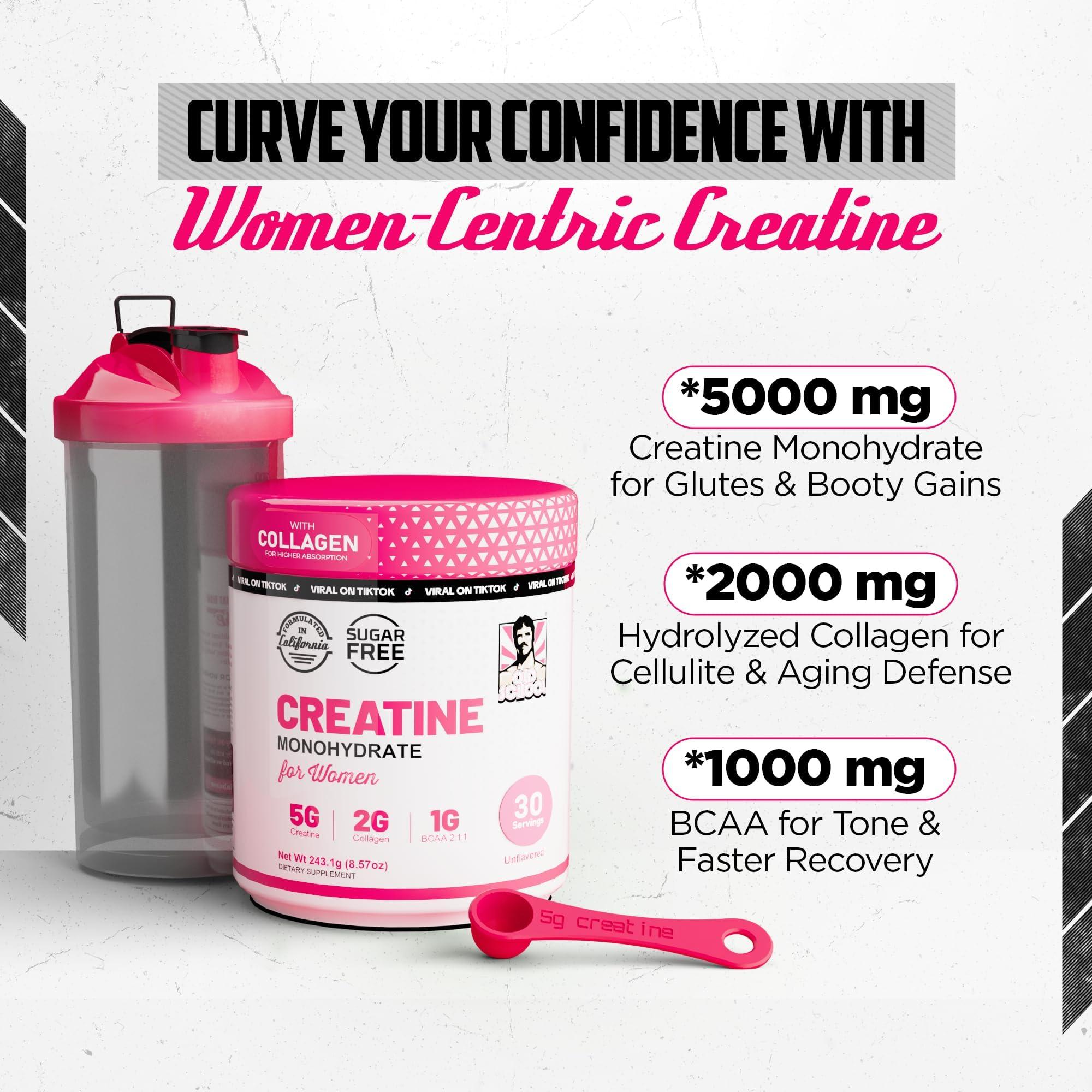 Old School Labs 5000mg Creatine Monohydrate Powder, Optimized Creatine for Women +2000mg Collagen +1g BCAA 2:1:1 Supports Lean Muscles & Recovery, Energy & Stamina - Micronized, Natural & Made in USA - Image 5