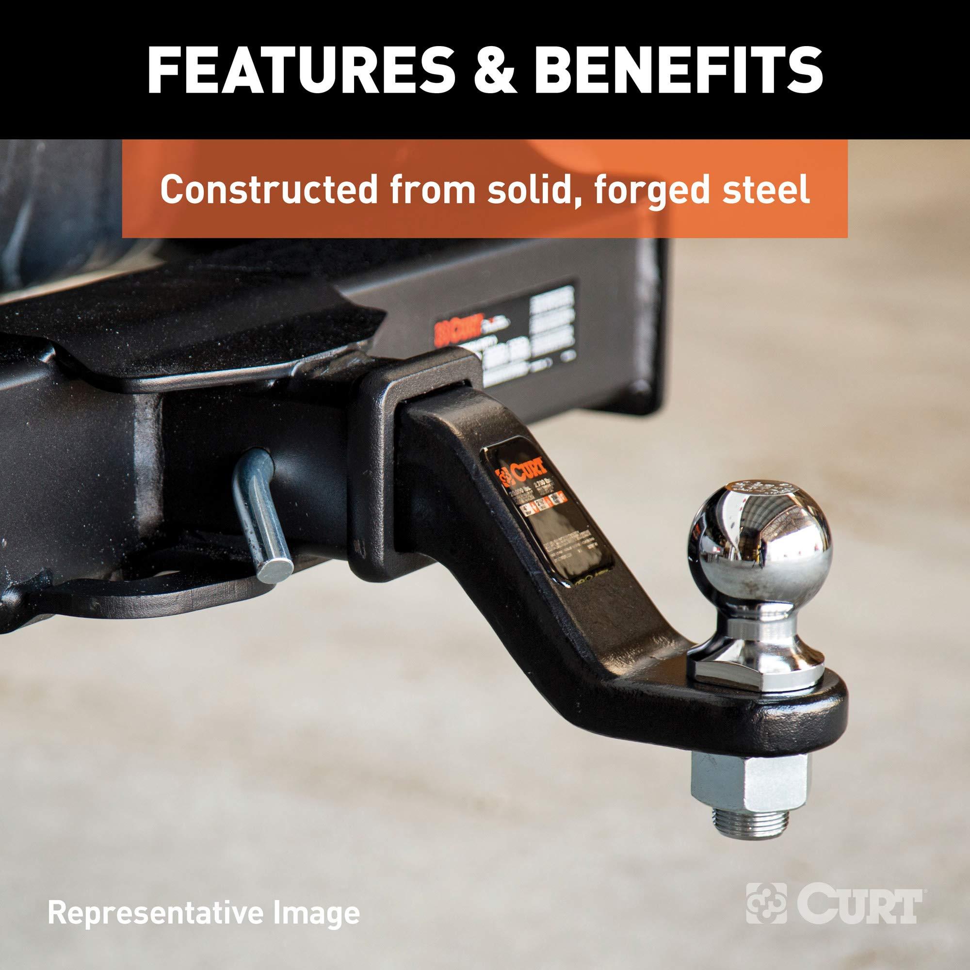 CURT 45341 Forged Trailer Hitch Ball Mount, Fits 2-Inch Receiver, 17,000 lbs, 1-1/4-Inch Hole, 4-Inch Drop, 3-Inch Rise - Image 5