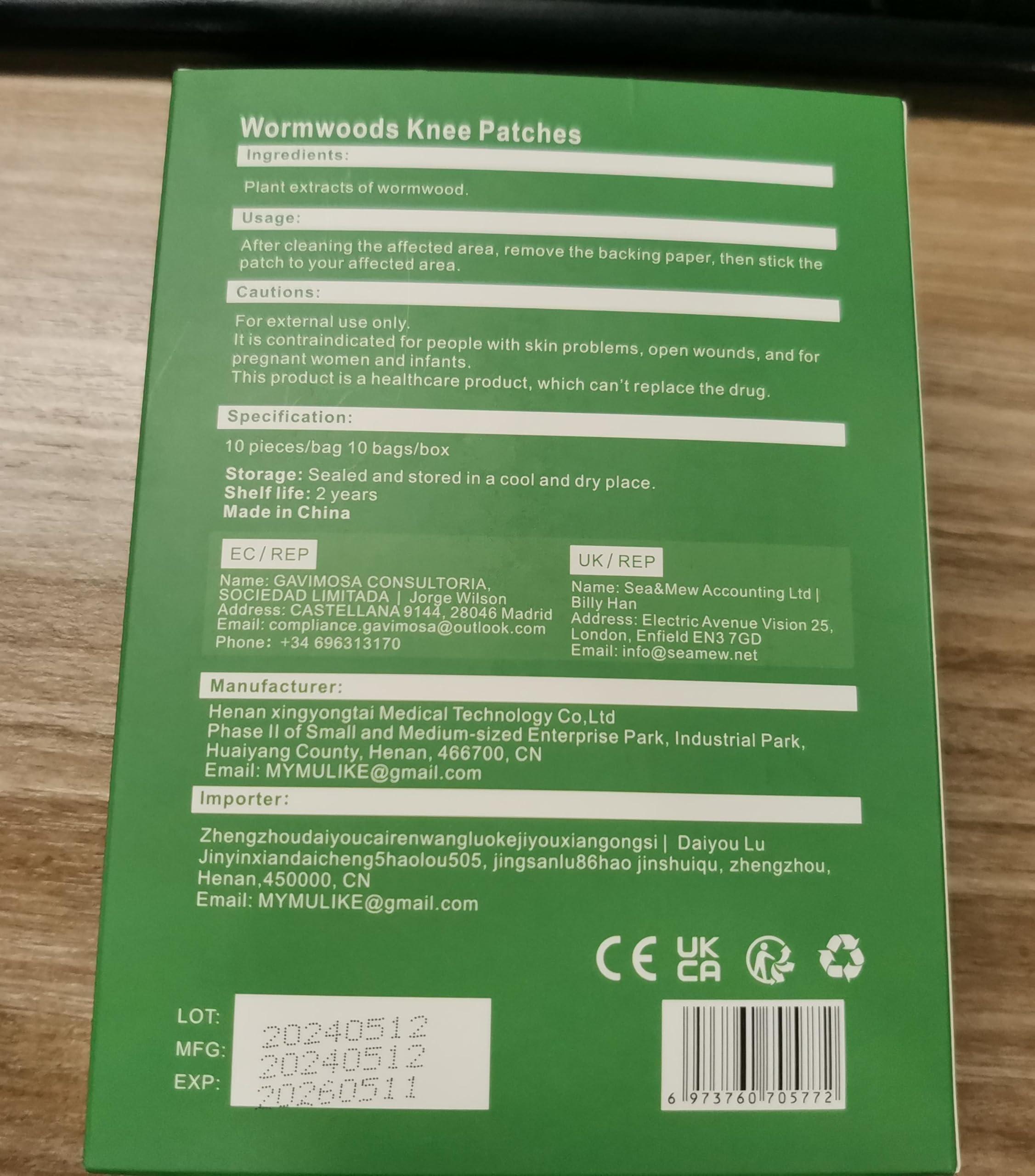 MYMULIKE Knee Patches, 100 Count Warming Natural Herbal Plaster Knee Patches, Wormwood Extract Sticker 8 Hours Lasting Reduction Joint Discomfort for Knee, Back, Neck, Shoulder - Image 10