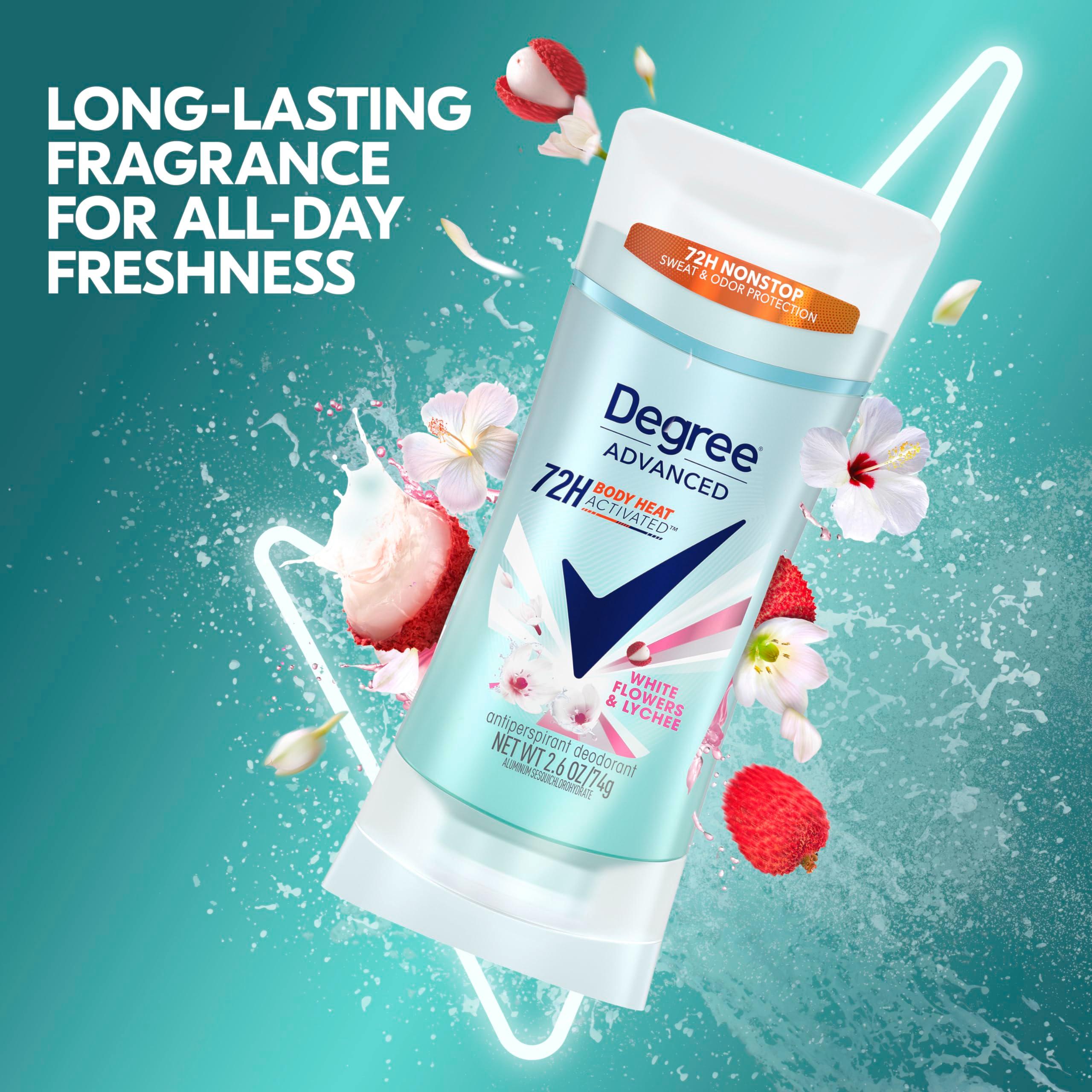 Degree Advanced Protection Antiperspirant Deodorant White Flowers & Lychee for 72-Hour Sweat & Odor Control for Women, with Body Heat Activated Technology, 2.6 oz - Image 4