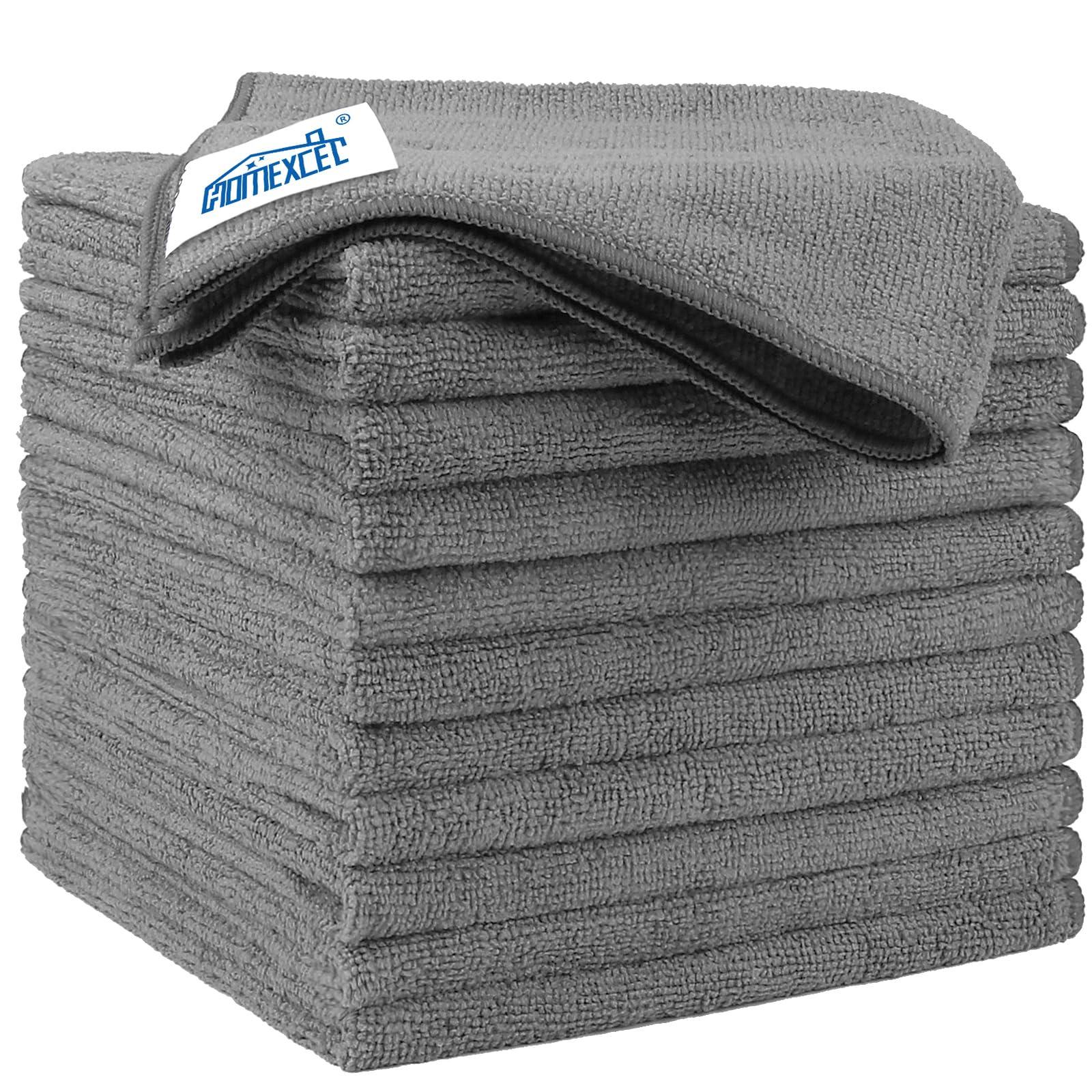 HOMEXCEL Microfiber Cleaning Cloth 12 Pack, 12.5 x 12.5 inch Microfiber Towels for Cars, Ultra Absorbent Car Washing Cloth, Lint Free Streak Free Cleaning Rags for Car, Kitchen, and Window (Grey)