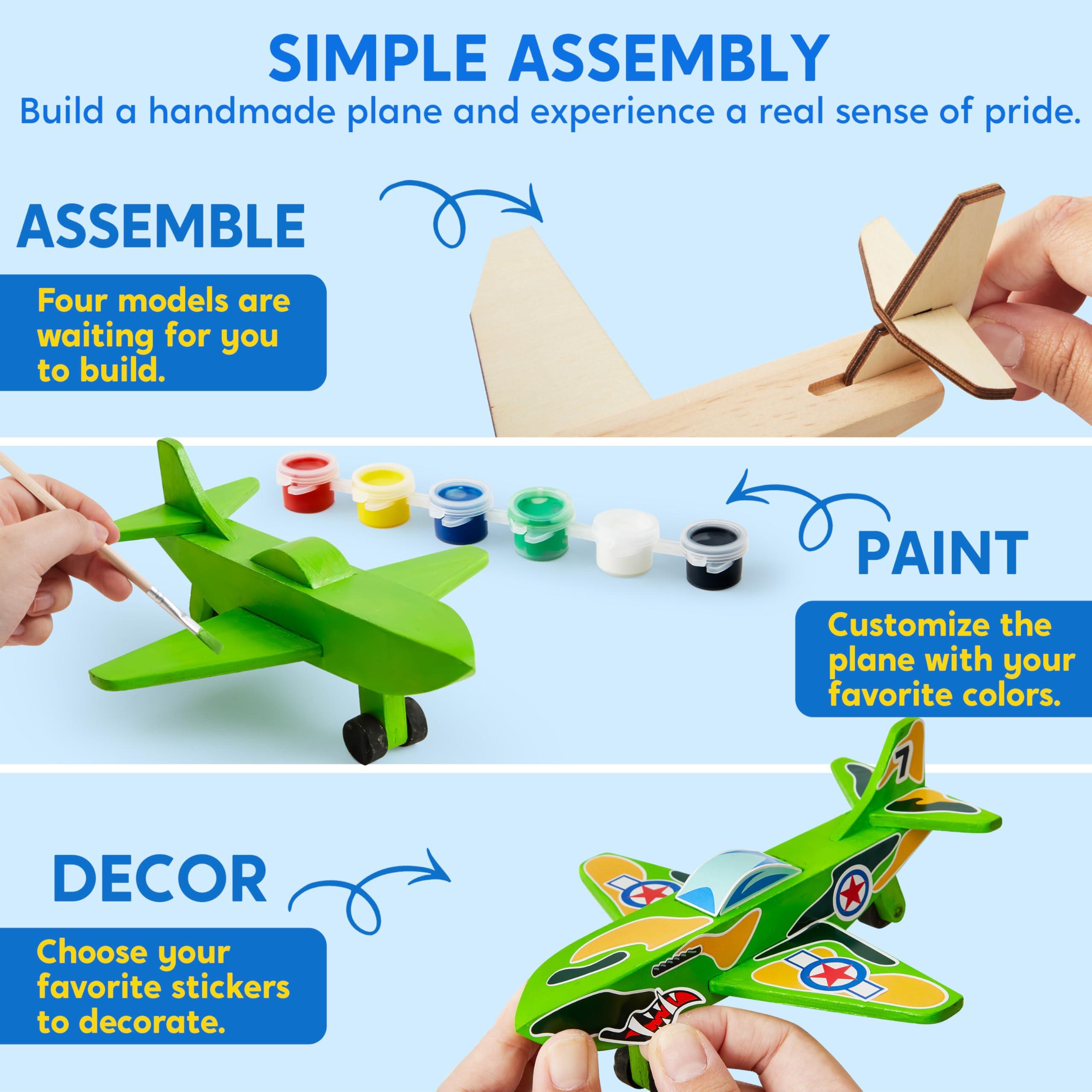 Klever Kits 4 DIY Wooden Aircrafts-Build & Paint Your Own Wooden Airplane Craft Kit, Art & Craft Kit DIY Projects, Easy to Assemble Birthday Gifts for Boys 6-12 Year Old - Image 3