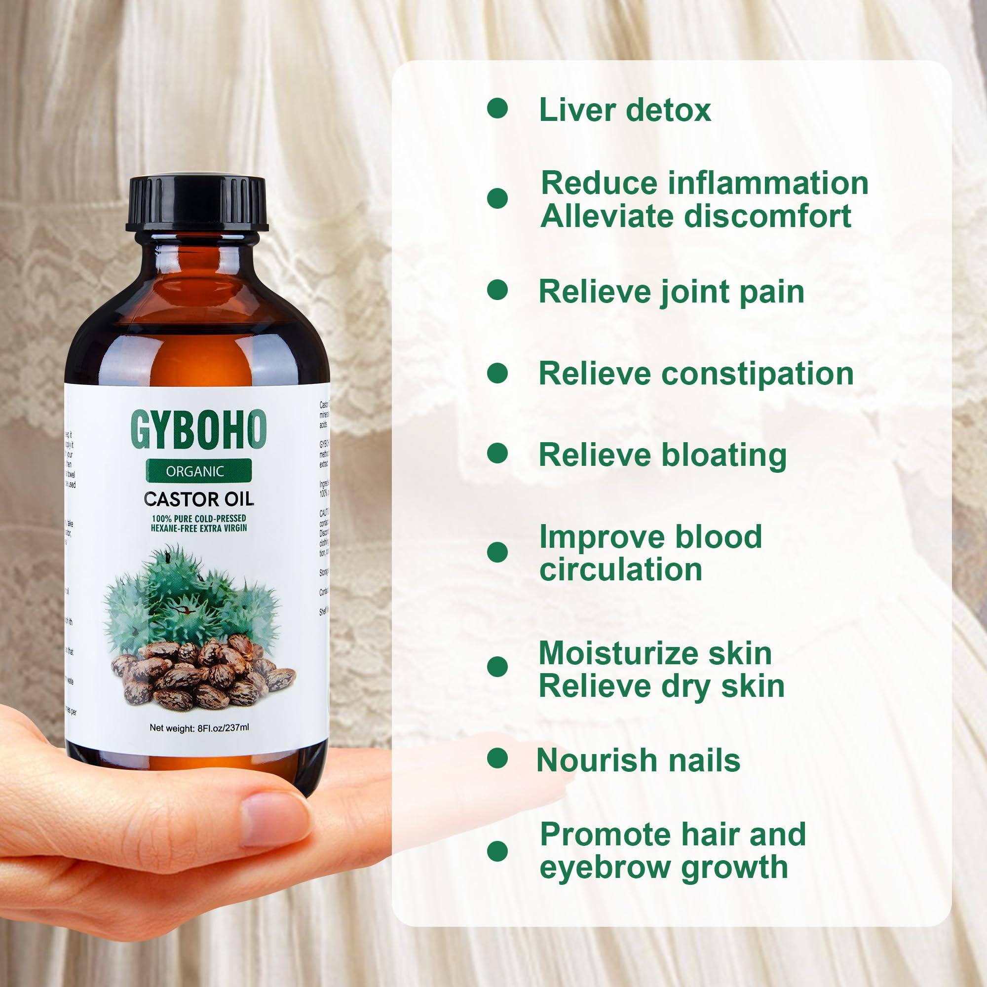 Castor Oil Organic Cold Pressed Unrefined Glass Bottle,Castor Oil Pack Wrap Organic Cotton for Stomach-Neck-Abdomen -Knee-Arm-Liver Detox.organic castor oil for Hair Growth -Face-Lashes & Eyebrows - Image 3