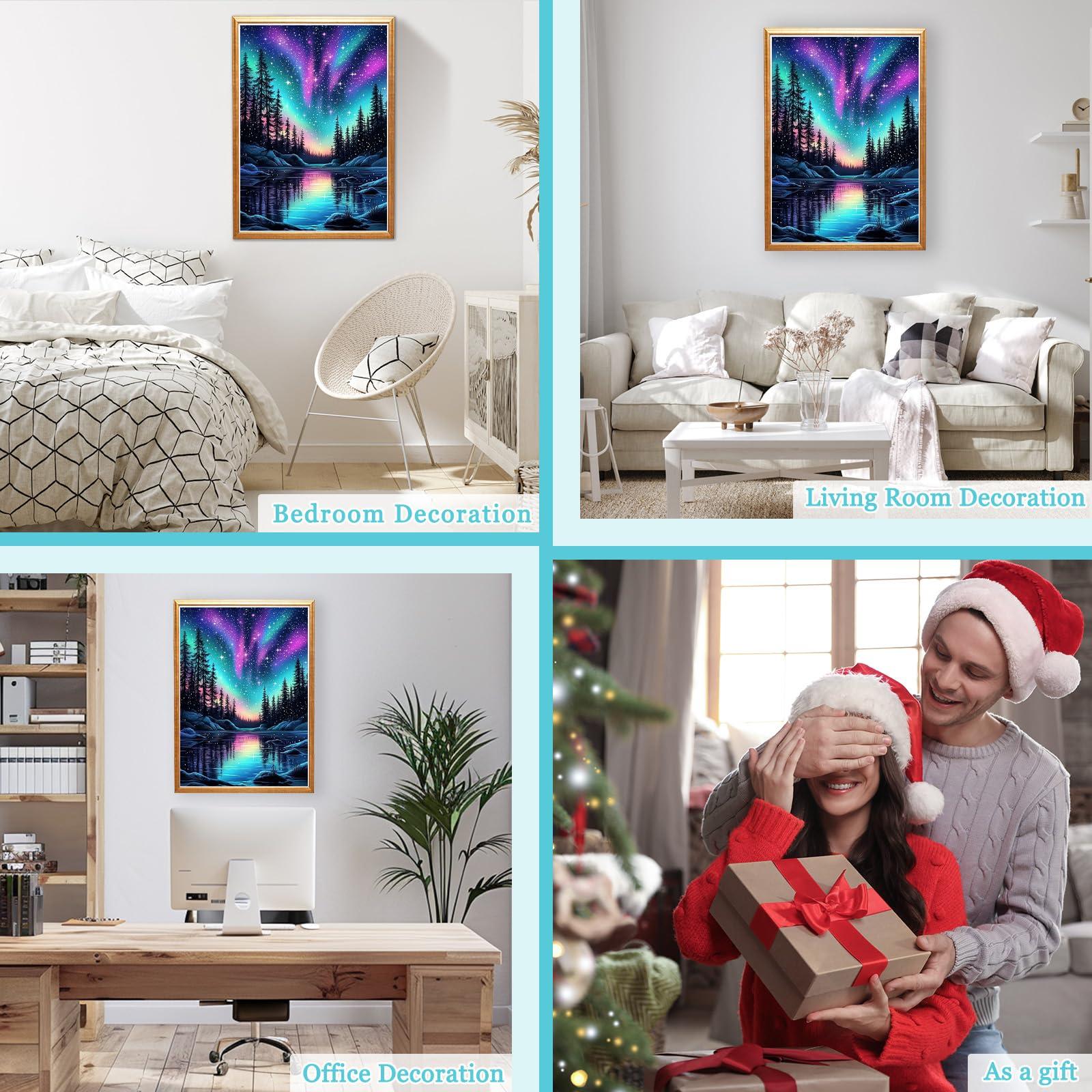 MAXBYE Diamond Paintings of Colorful Northern Lights, Diamond Art Kits for Adults, 5D Celestial Aurora Borealis Diamond Art Kits, Diamond Art for Home Décor Items,and Extra 30% Diamonds, 12x16in - Image 7