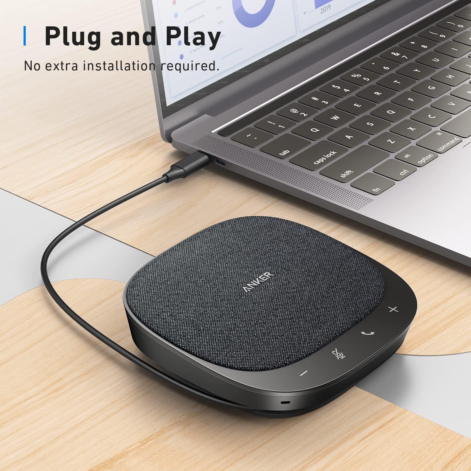 Anker PowerConf S330 USB Speakerphone, Conference Microphone for Home Office, Smart Voice Enhancement, Plug and Play, 360° Voice Coverage, Powerful Sound, Desktop PC Speaker, Online Meetings - Image 3