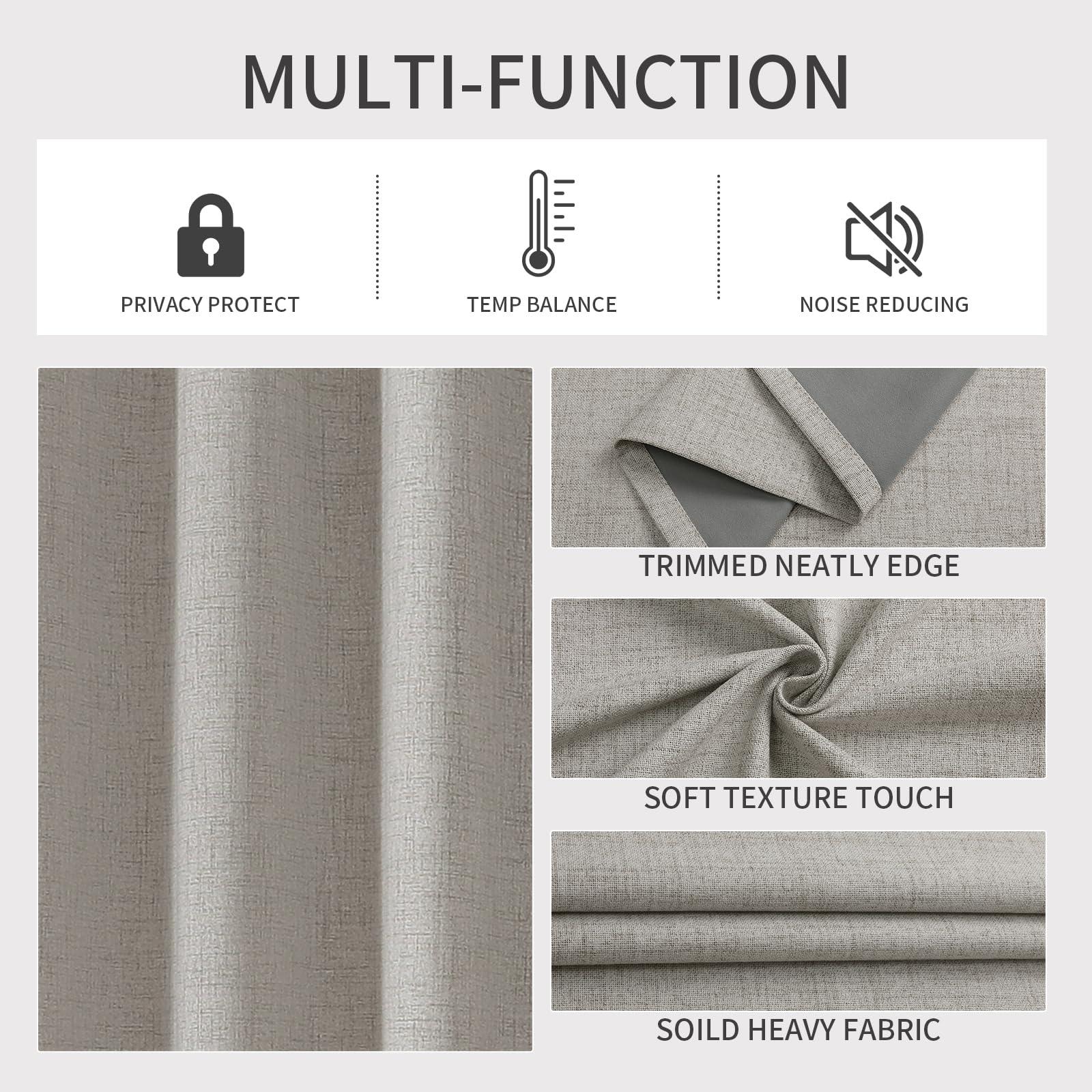 Joydeco 100% Blackout Curtains 63 Inch Length, Living Room Curtains 2 Panels Set, Room Darkening Curtains w/Grommets, Textured Thermal Drapes, Greyish White Blackout Curtains for Bedroom (42x63inch) - Image 4